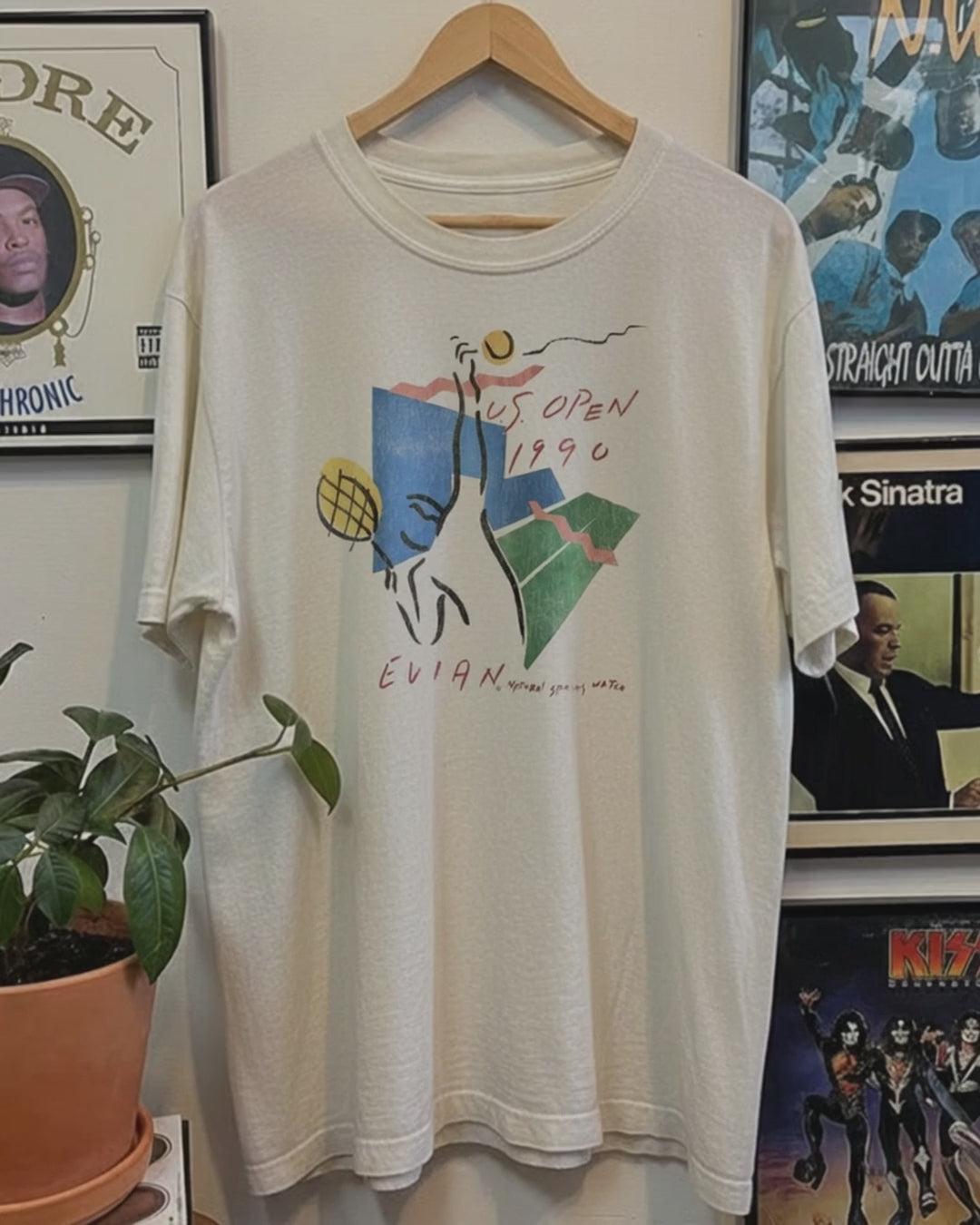 1990 US Open Evian Promo Washed White Tee product video [GB-DPA:376ee154c26c]