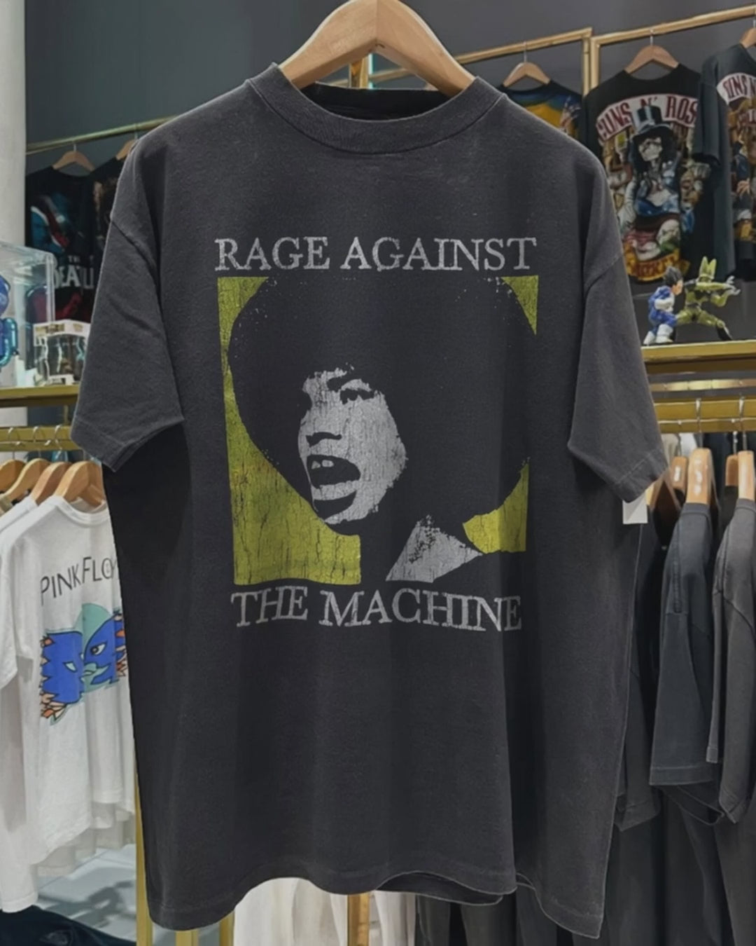 90s Rage & Resist 'Ratm X Angela Davis' Rare Washed Black T-Shirt