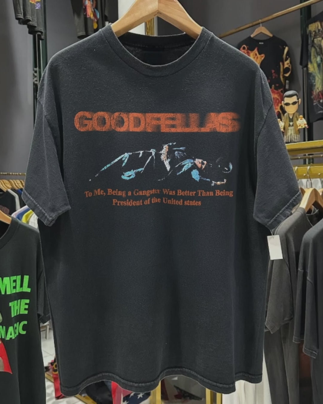 90s Goodfellas Promo Rare Washed Black T-Shirt product video [GB-DPA:c8e55d57ecb3]