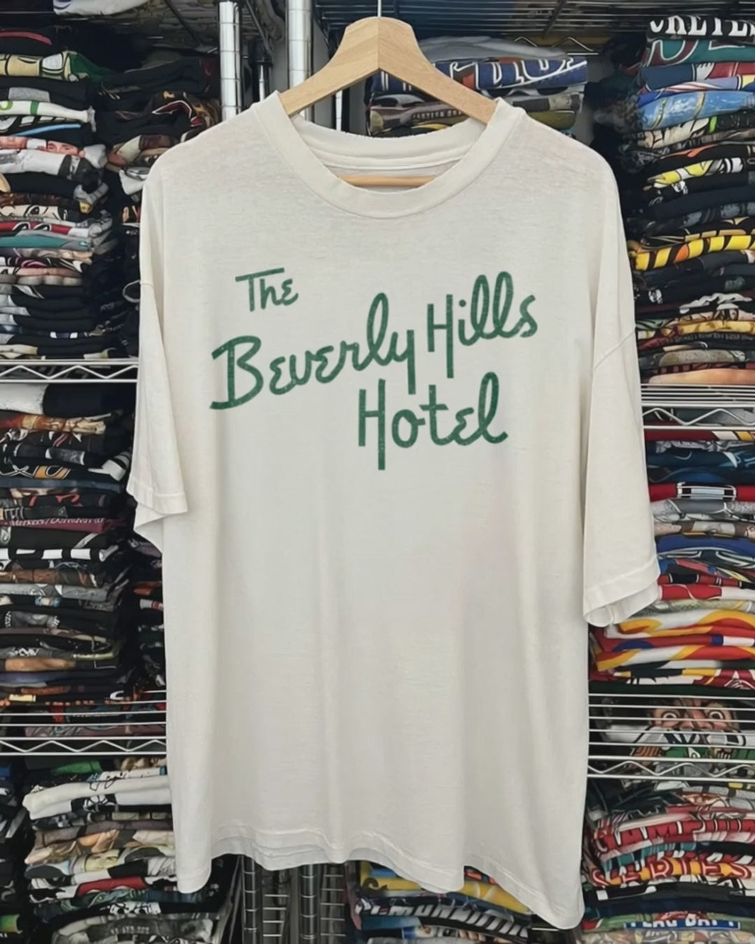 Rare Vintage Beverley Hills White Script Tee product video [GB-DPA:5f6e8a98f70f]