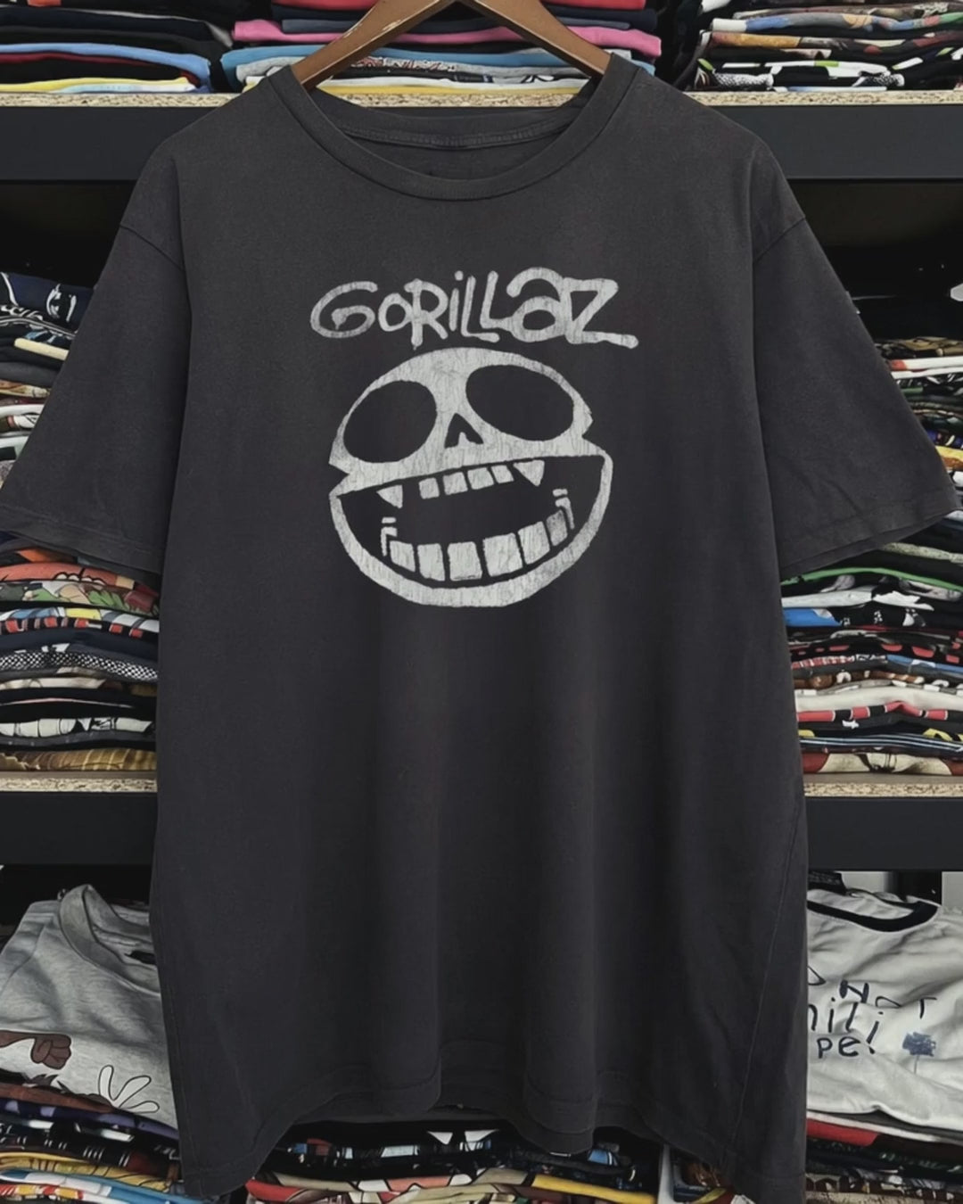 Y2k Gorillaz Xray Skull Washed Black Tee product video [GB-DPA:686a86c8b6e9]