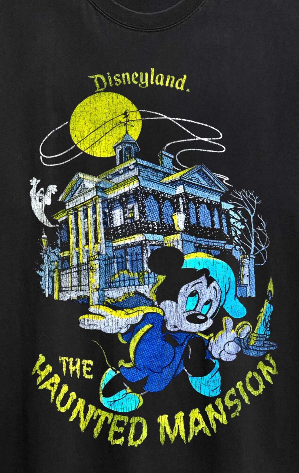 Rare Mickey Haunted Mansion Washed Black Tee
