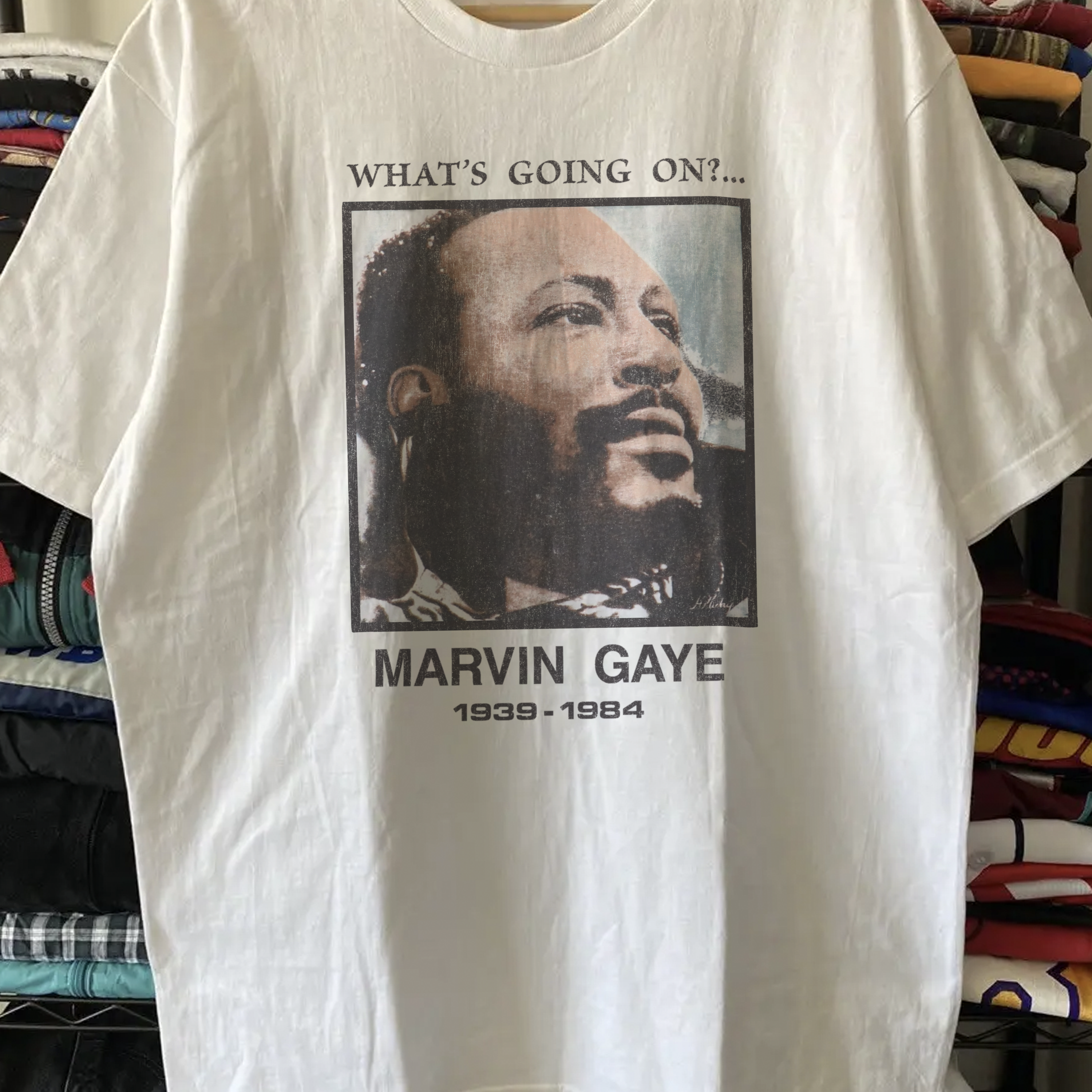 80s Marvin Gaye Washed White Tee