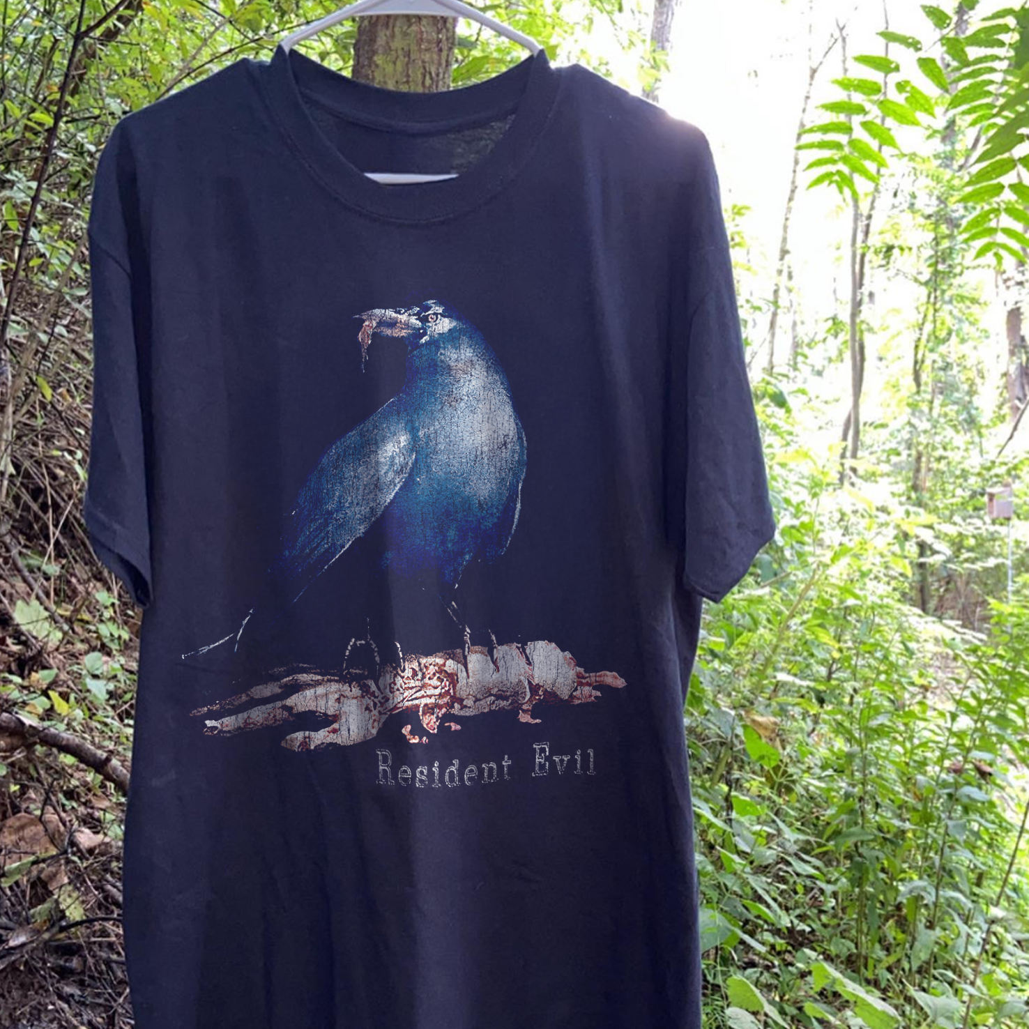 2005 RESIDENT EVIL CROW FLESH EATER RARE WASHED BLACK T-SHIRT