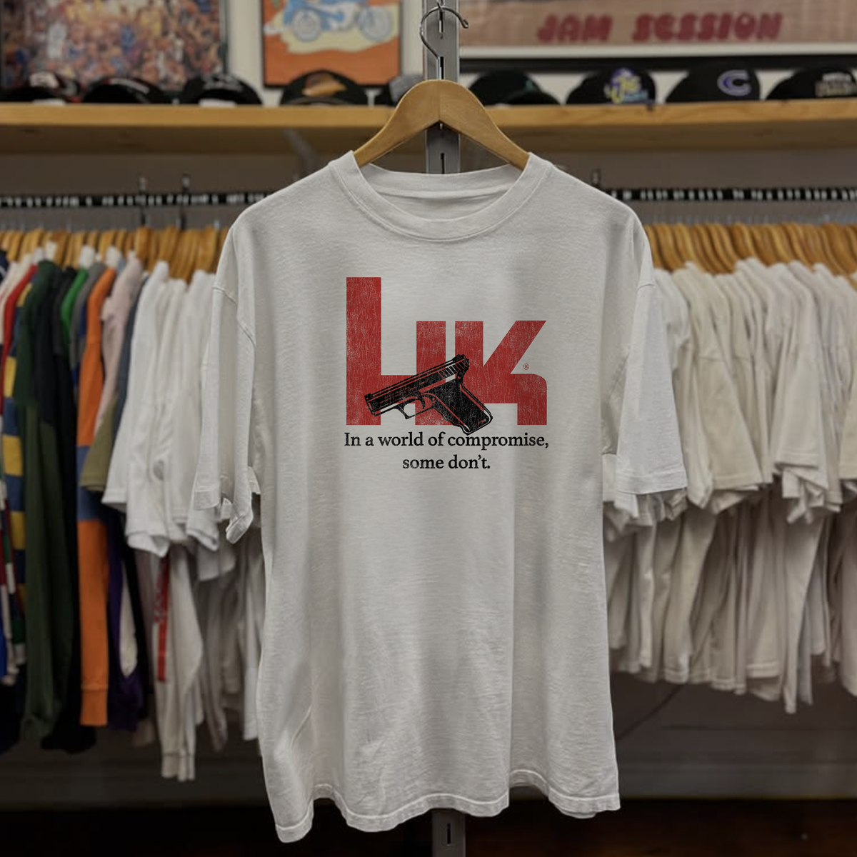 Rare Heckler Koch Washed White Tee – Strike Anywhere Vintage