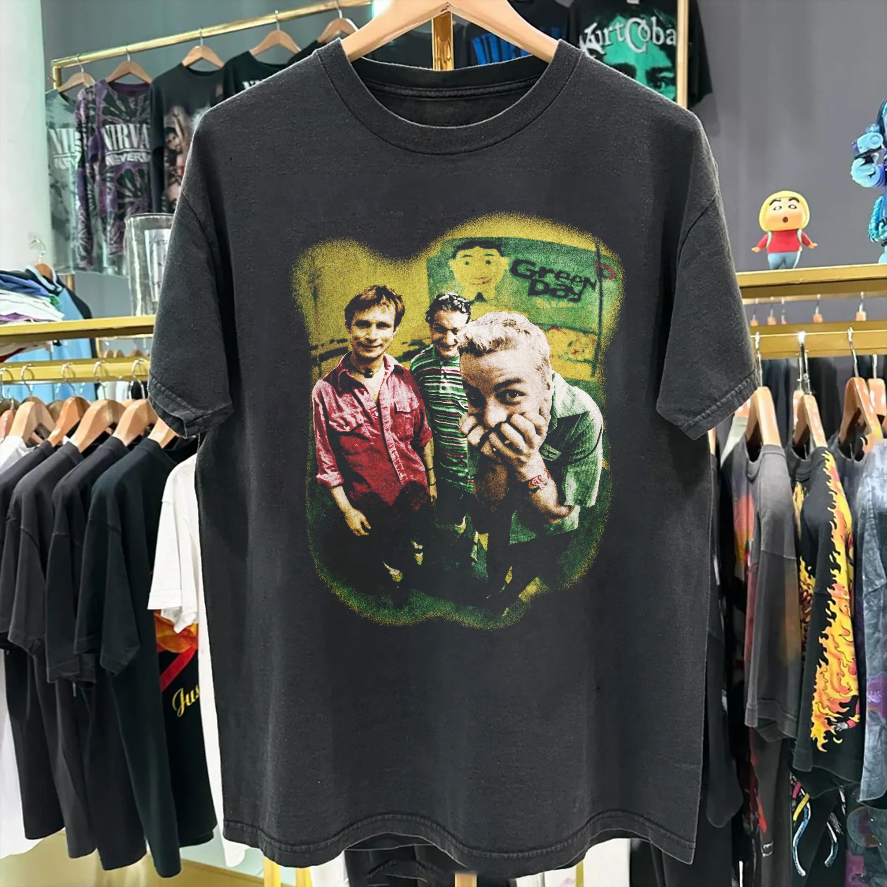 Vintage 1995 Green Day Insomniac Tour Washed Black Tee