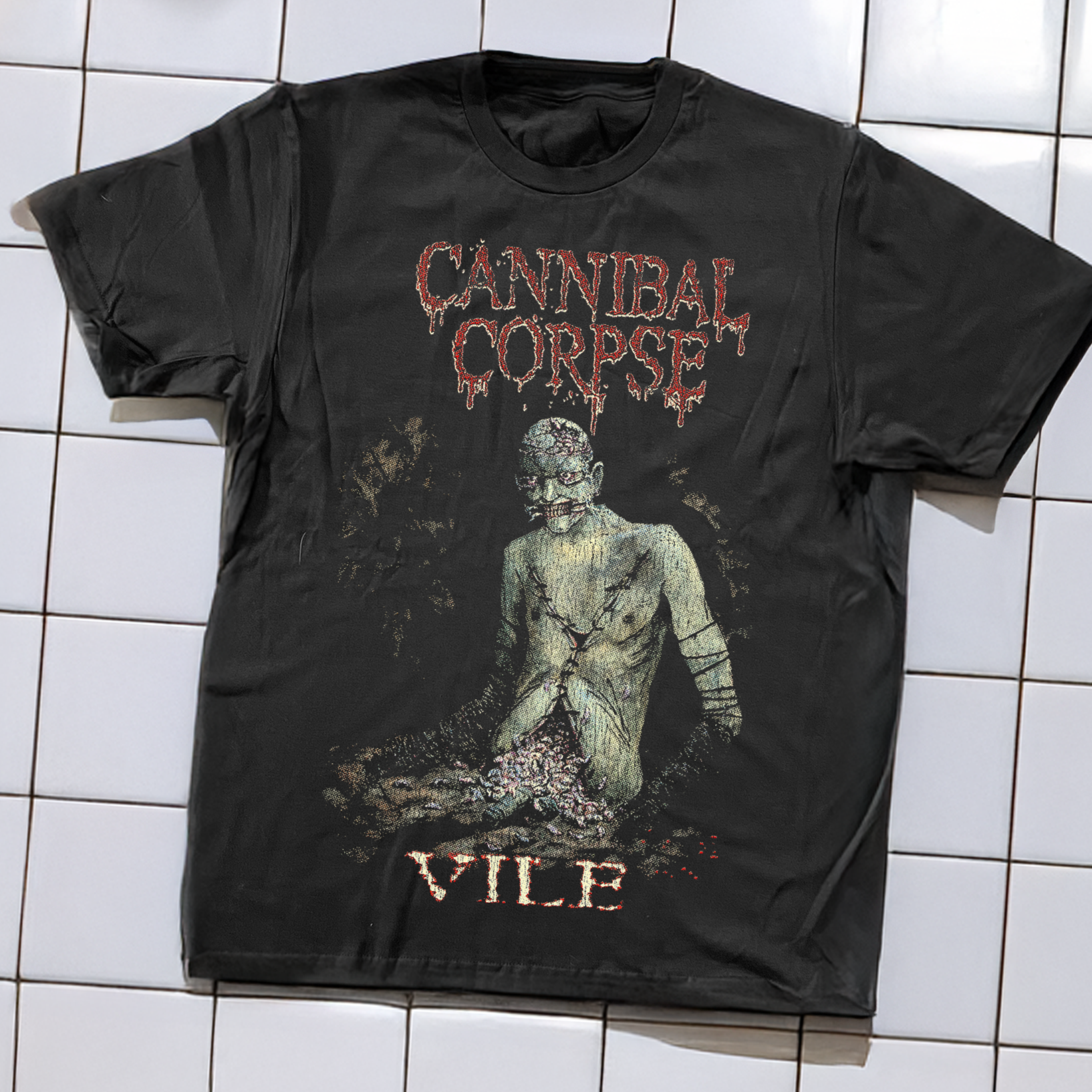 1996 CANNIBAL CORPSE VILE PROMO WASHED BLACK T-SHIRT