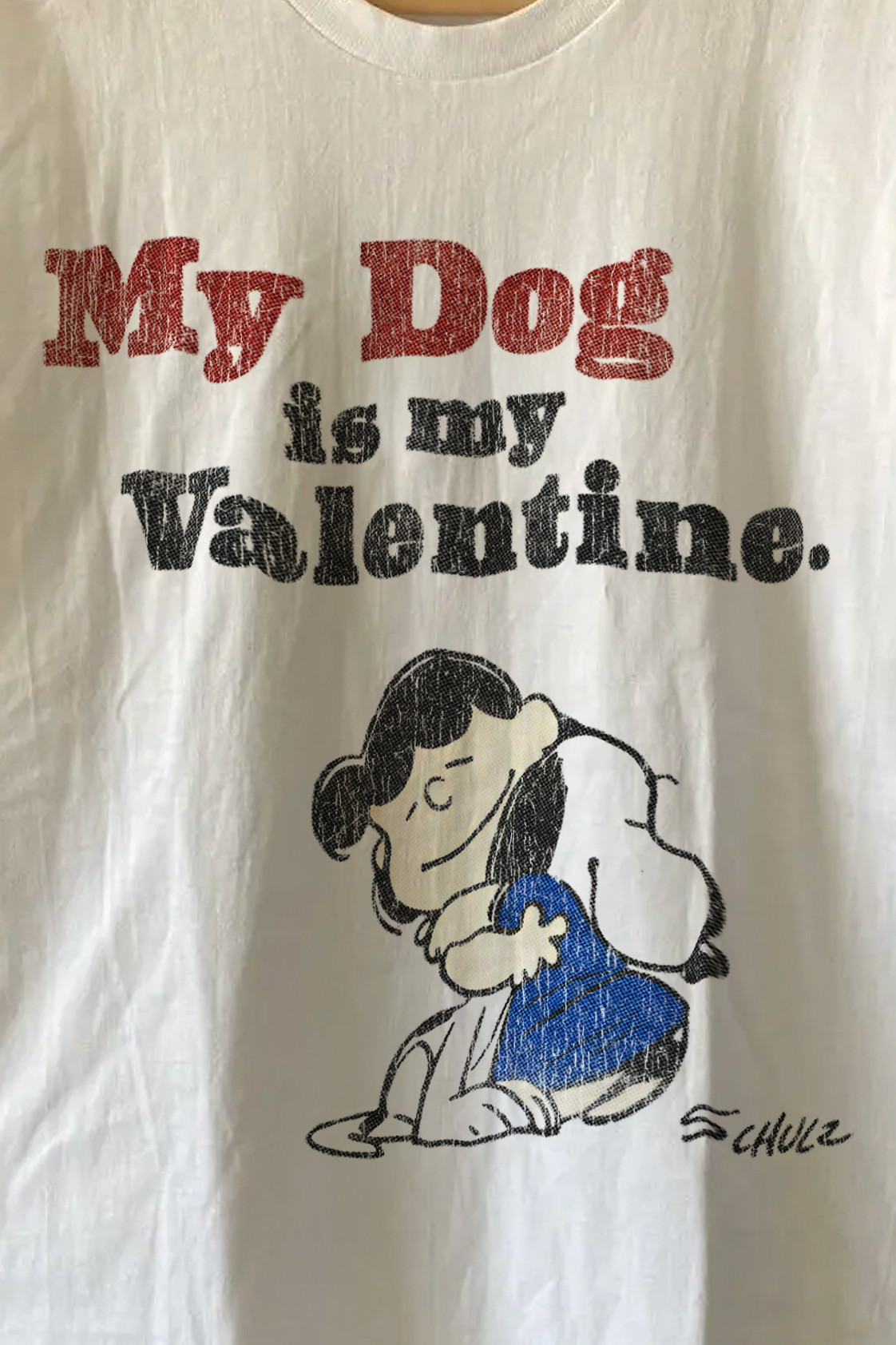 My Dog Is My Valentine Peanuts Washed White Tee