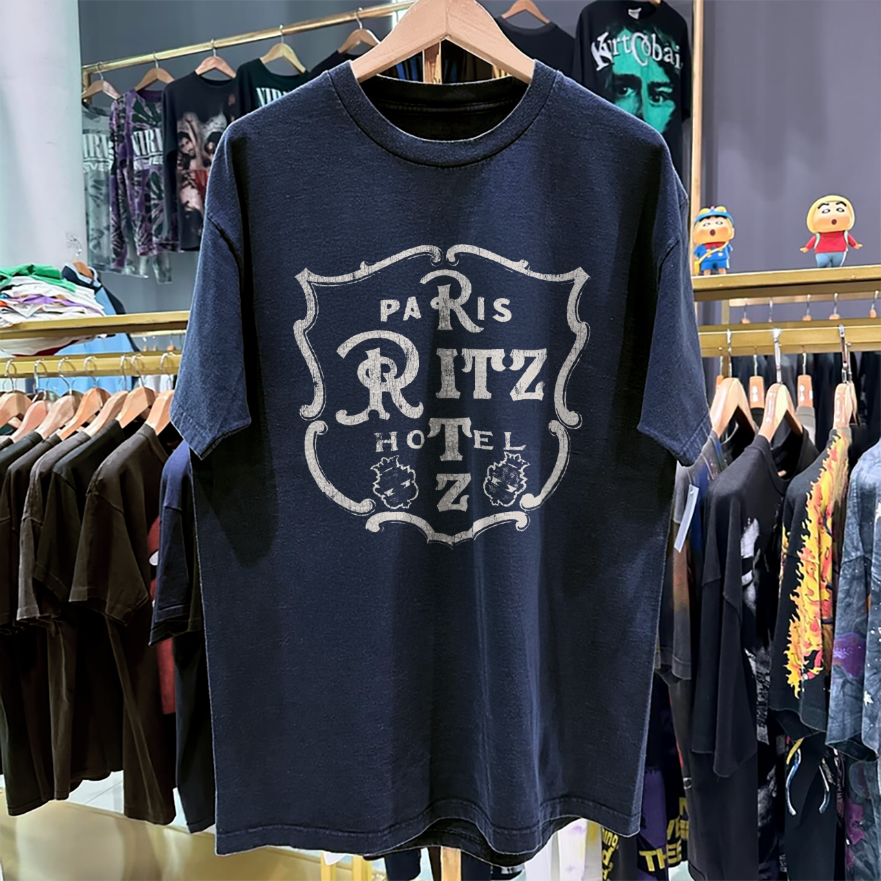 90s RITZ PARIS ULTRA RARE WASHED BLUE T-SHIRT