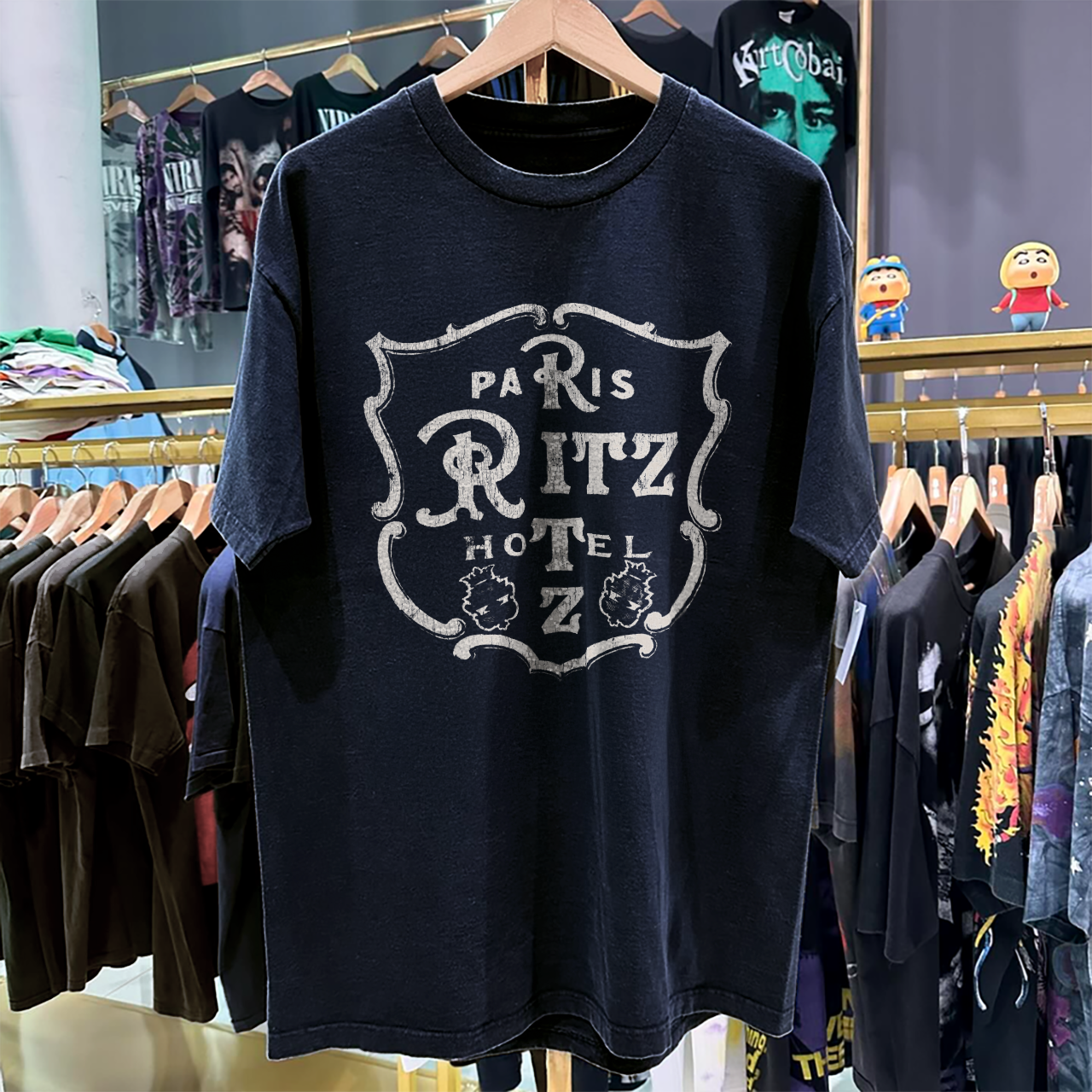 90s RITZ PARIS ULTRA RARE WASHED BLUE T-SHIRT