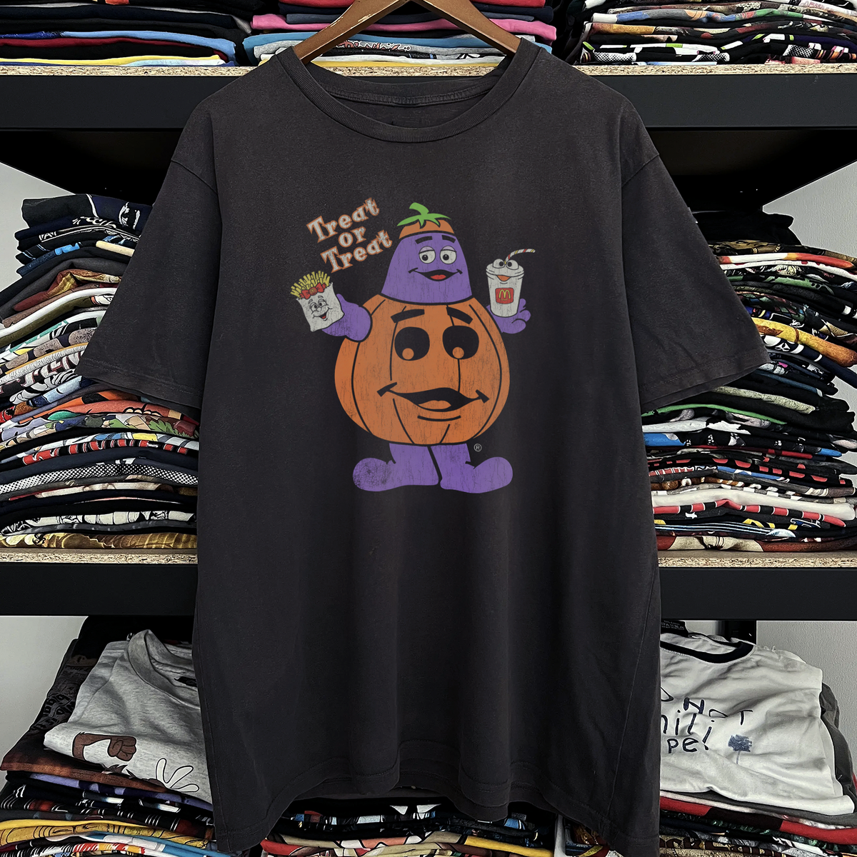 90s Trick Or Treat Halloween McDonalds Washed Black Tee