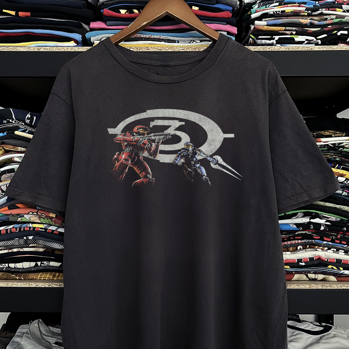 Rare Halo 3 Red Vs Blue Promo Washed Black Tee
