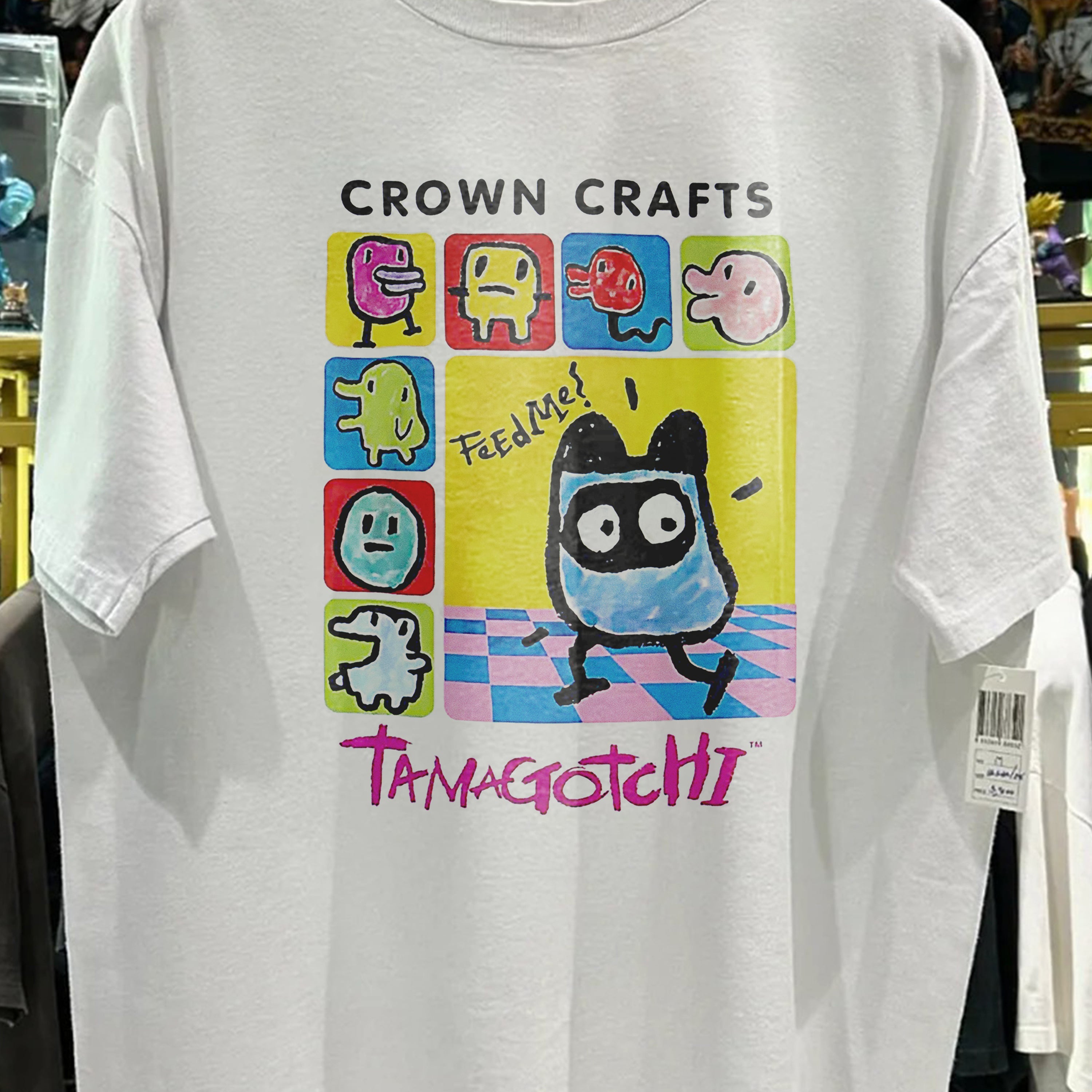 Tamagotchi Crown Craft Washed White Tee