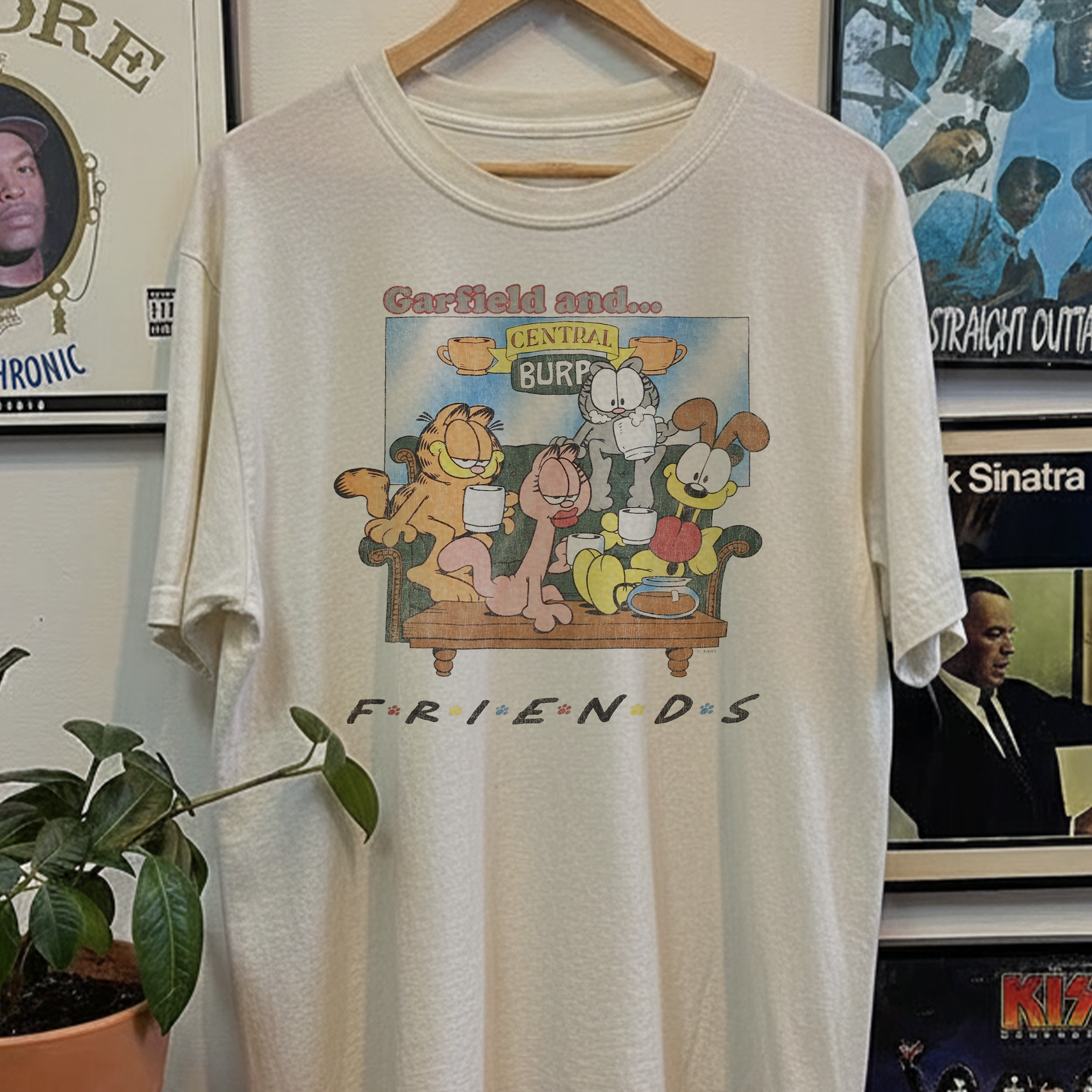 Rare Garfield and Friends Washed White Tee