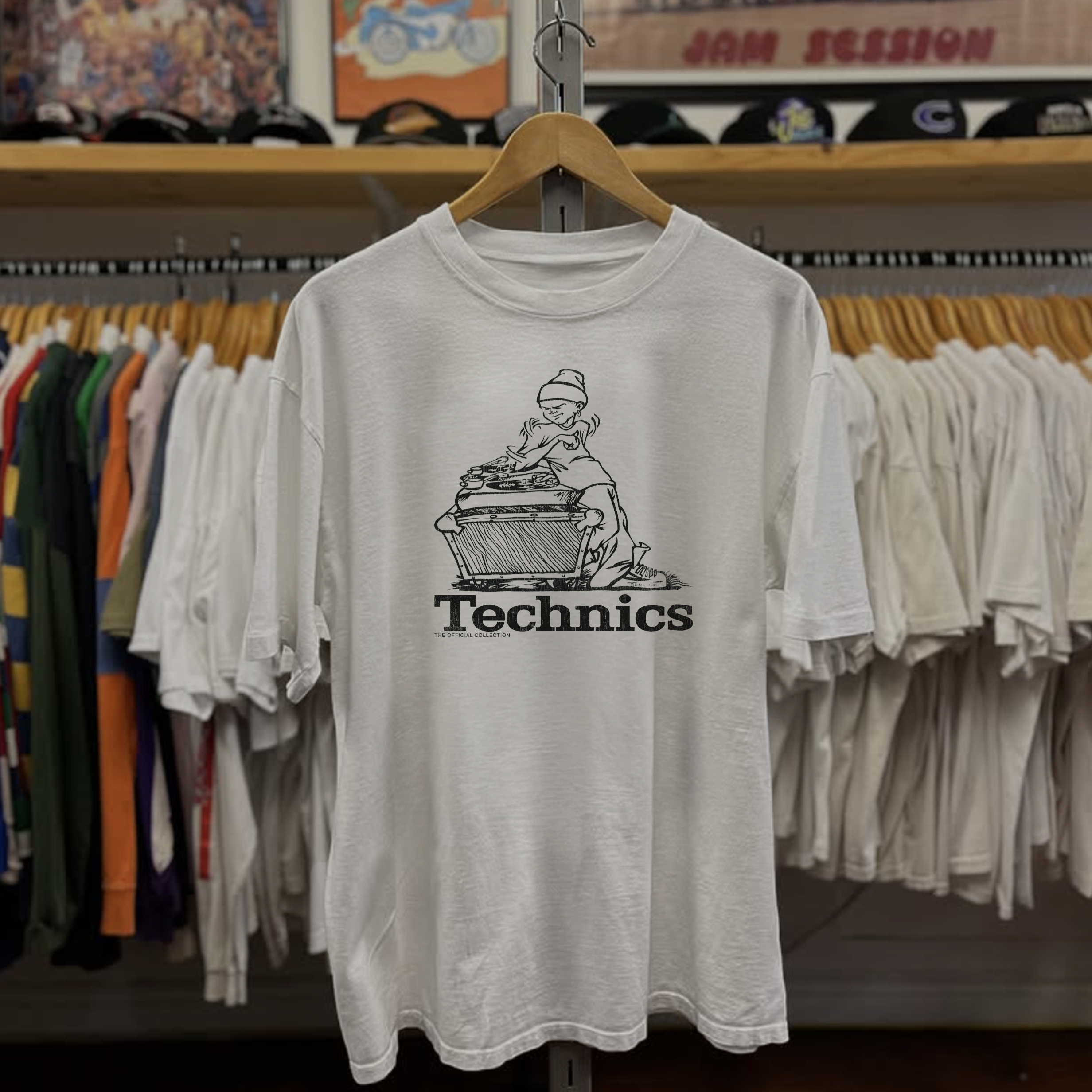 1993 Technics DJ DMC Washed White Tee