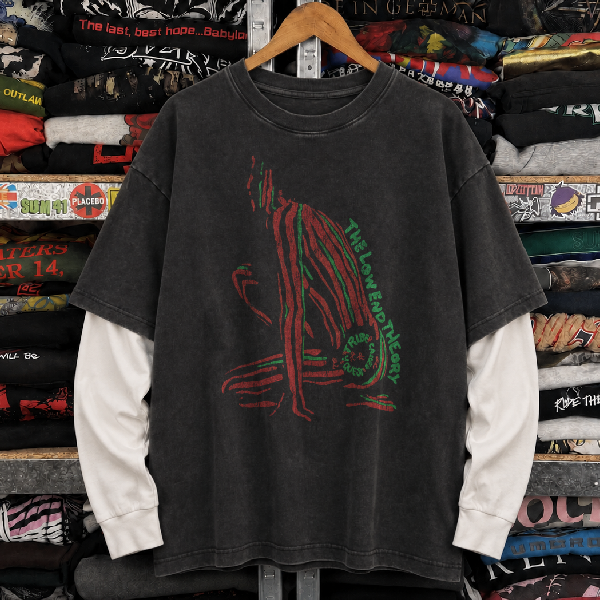 1991 Tribe Called Quest Low End Theory Vintage Black Layered LS