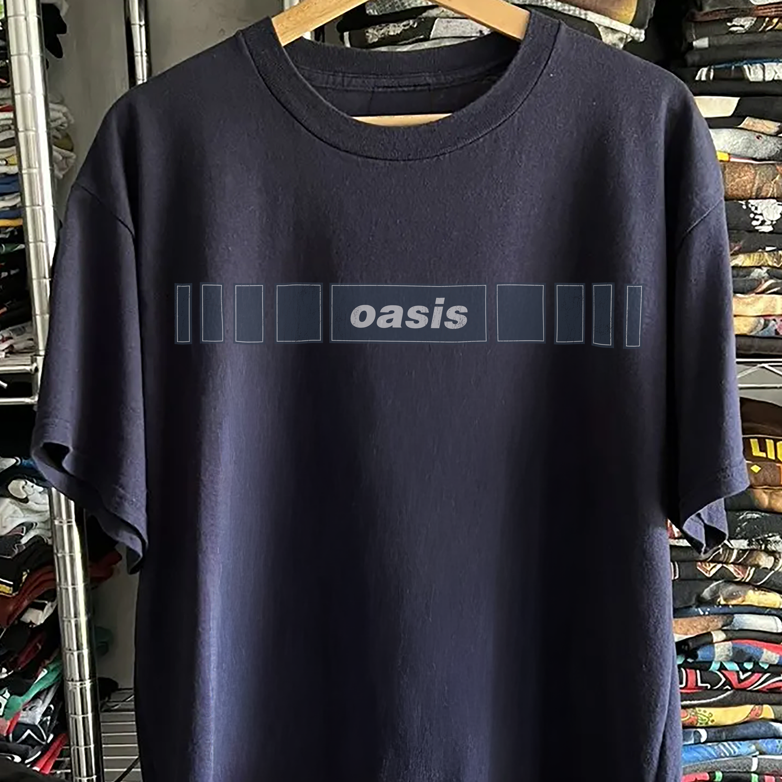 90S VINTAGE 0ASIS WASHED NAVY TEE