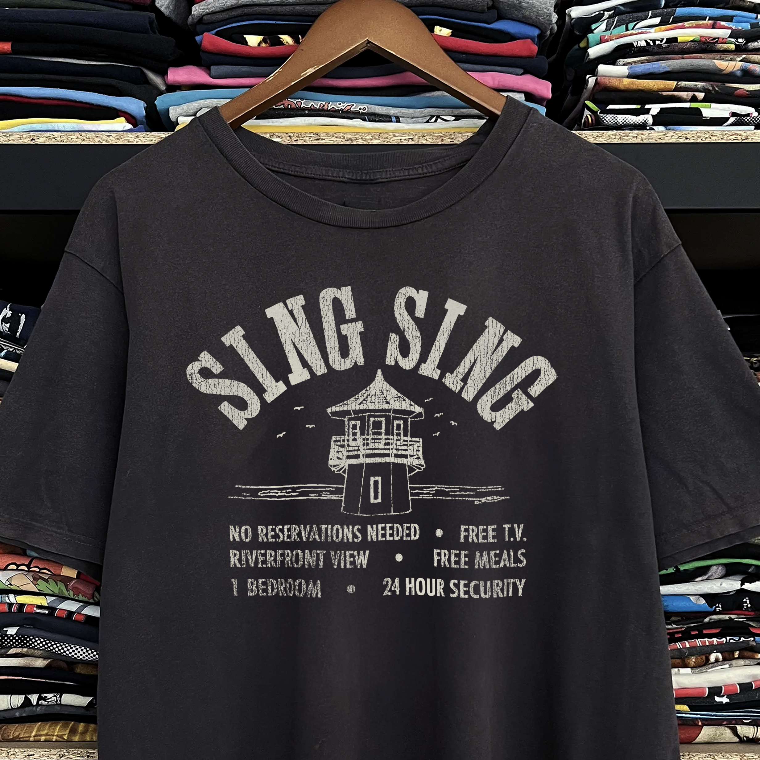 90s Sing Sing Prison Washed Black Tee