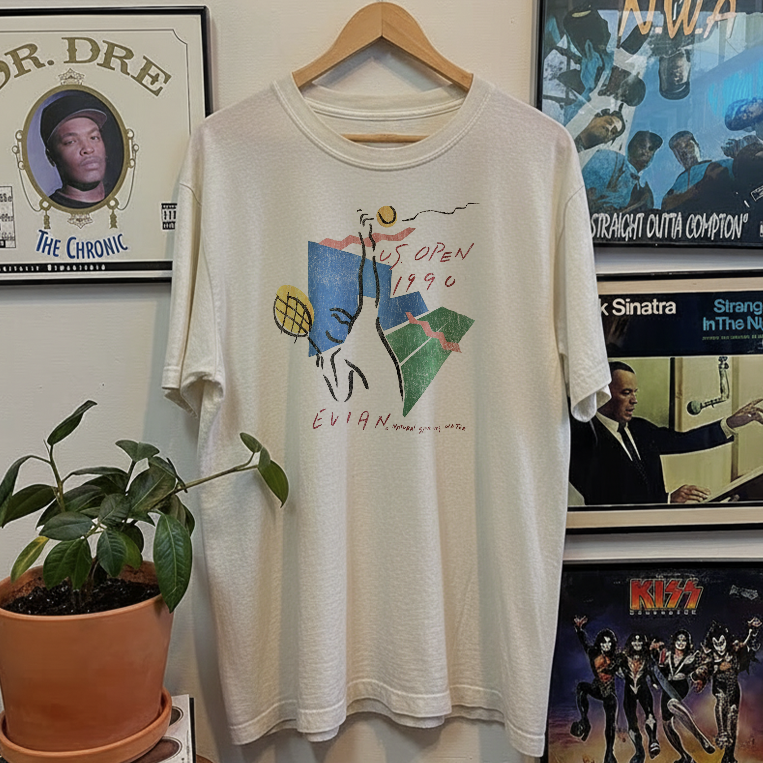 1990 US Open Evian Promo Washed White Tee
