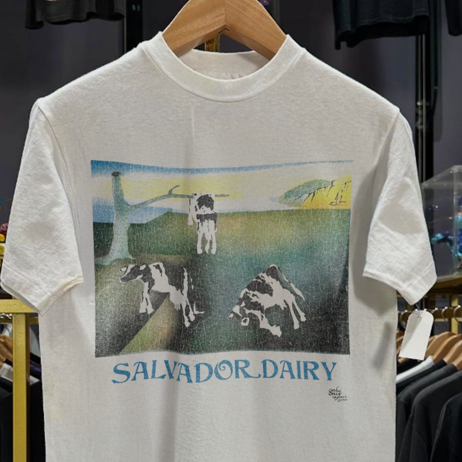 1988 SALVADORE DAIRY ULTRA RARE WASHED WHITE T-SHIRT