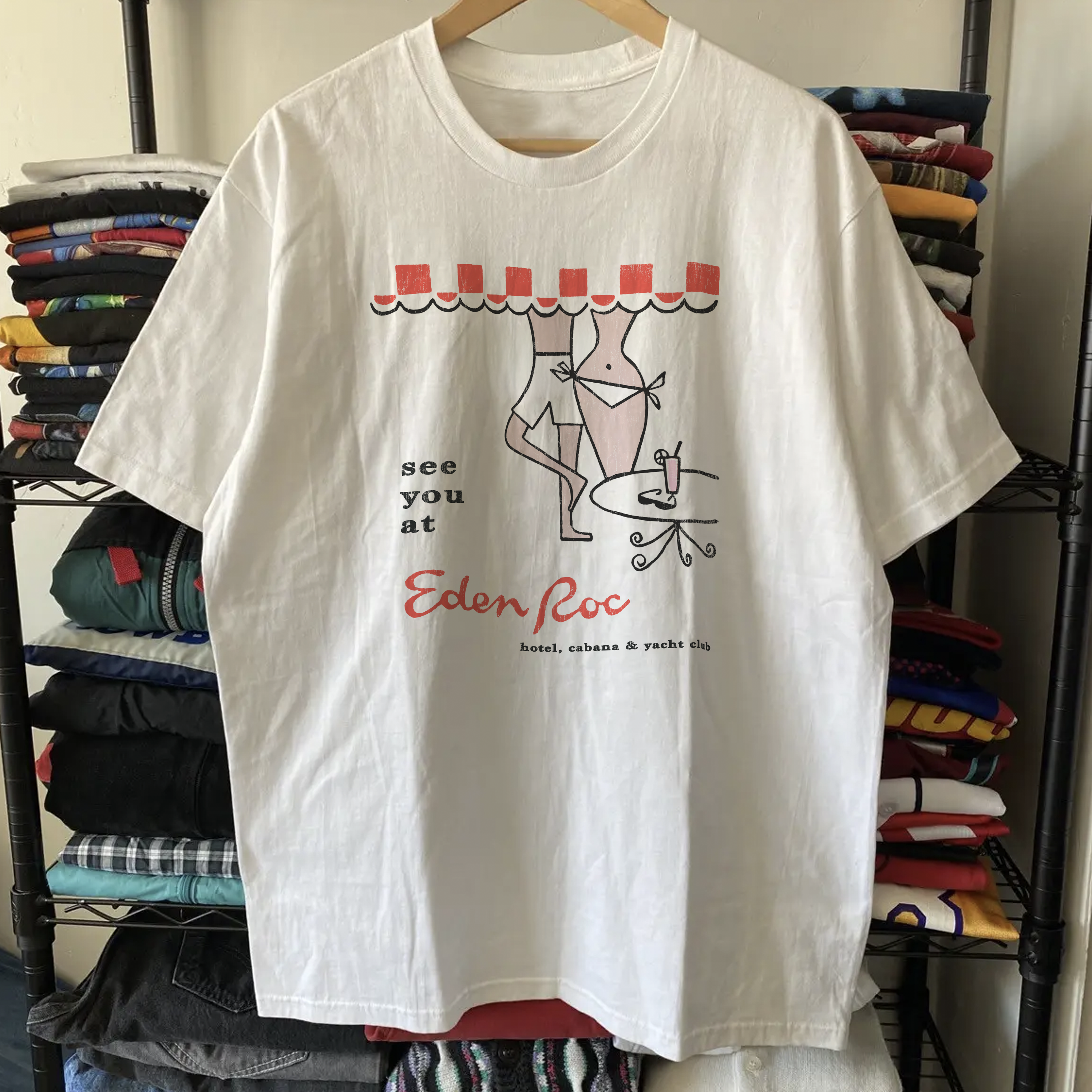 RARE VINTAGE EDEN ROC WASHED WHITE TEE