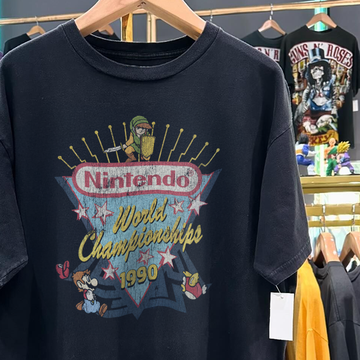 1990 NINTEND0 W0RLD CHAMPIONSHIPS VINATGE WASHED BLACK T 1990 NINTEND0 W0RLD CHAMPIONSHIPS VINATGE WASHED BLACK T