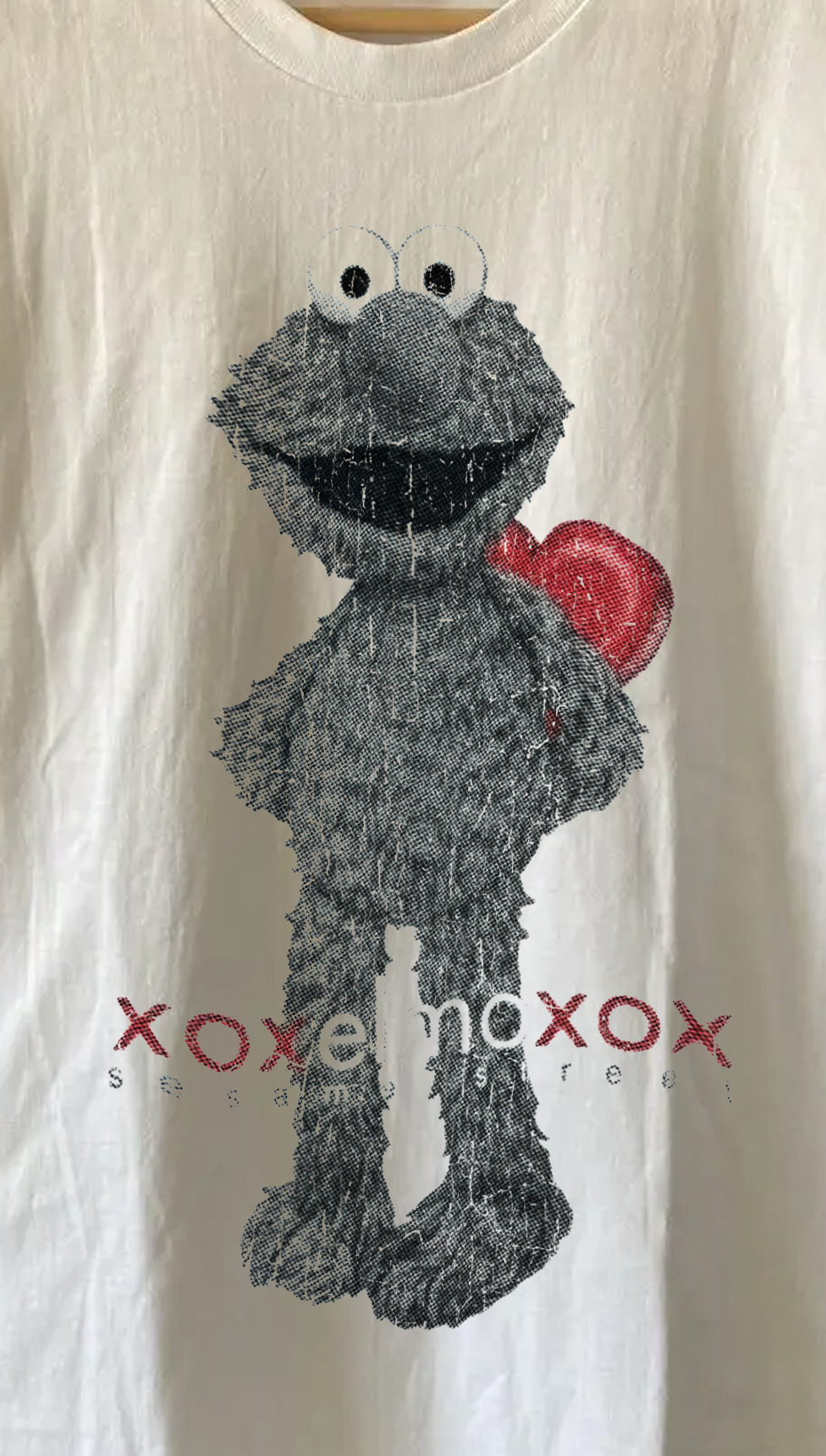 Rare Elmo Valentines Day Washed White Tee