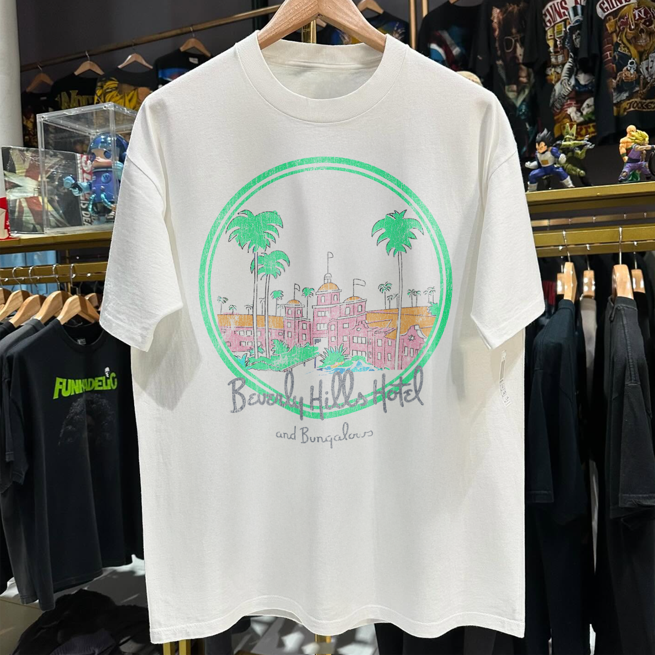 90s BEVERLY HILLS HOTEL & BUNGALOWS RARE WASHED WHITE T-SHIRT