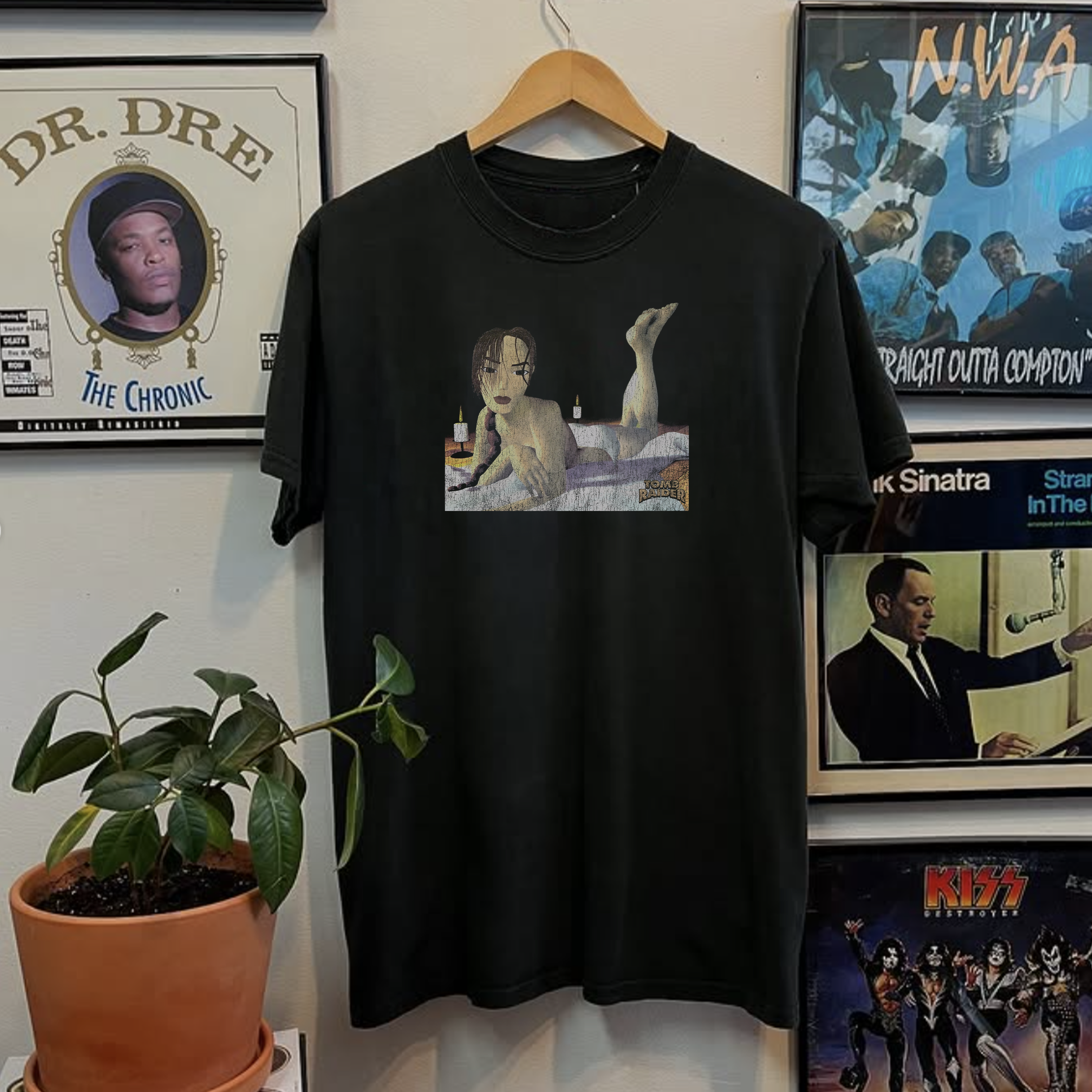 Rare Tomb Raider Lara Croft Washed Black Tee