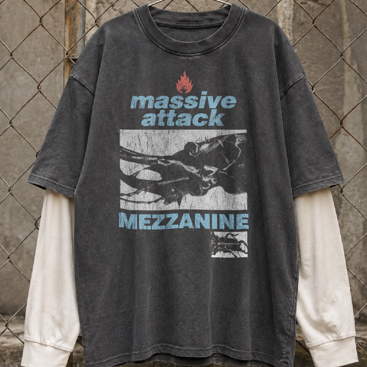 1998 Massive Attack Mezzanine Vintage Black Layered LS