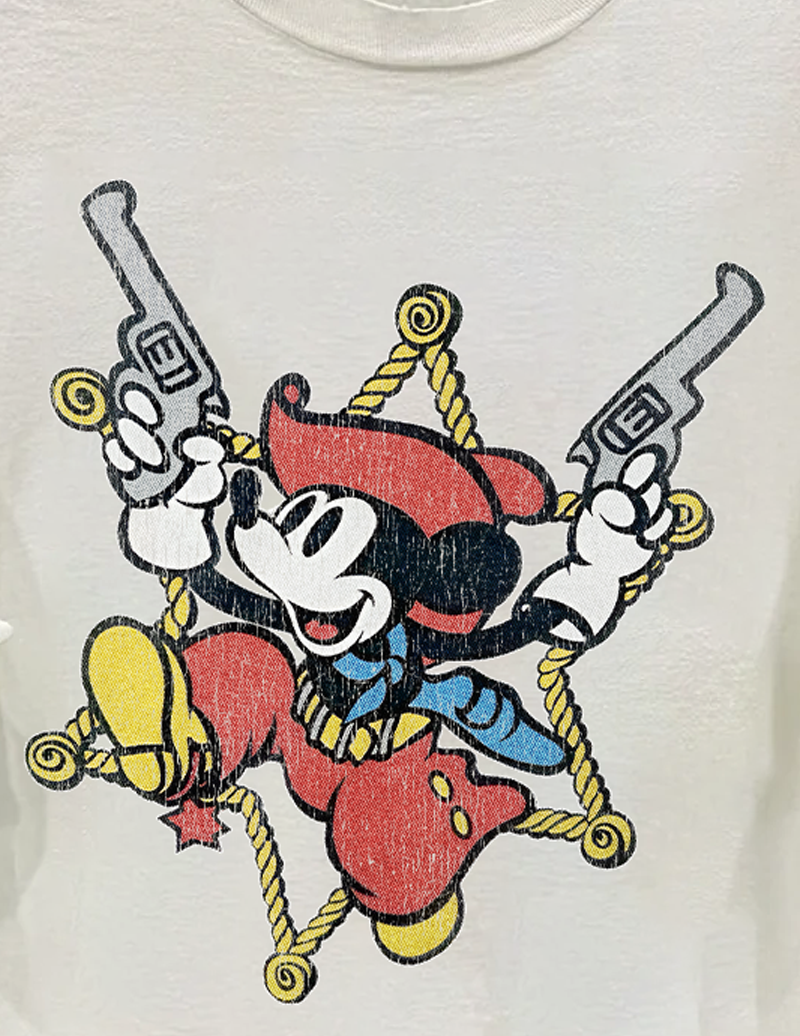 Rare Mickey Gunslinger Outlaw Vintage Washed White Tee