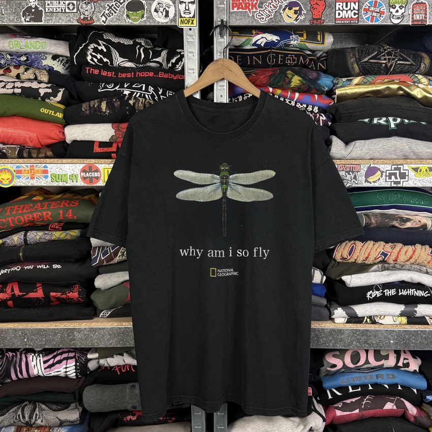 90s National Geographic Why Am I So Fly Washed Black Tee – Strike ...