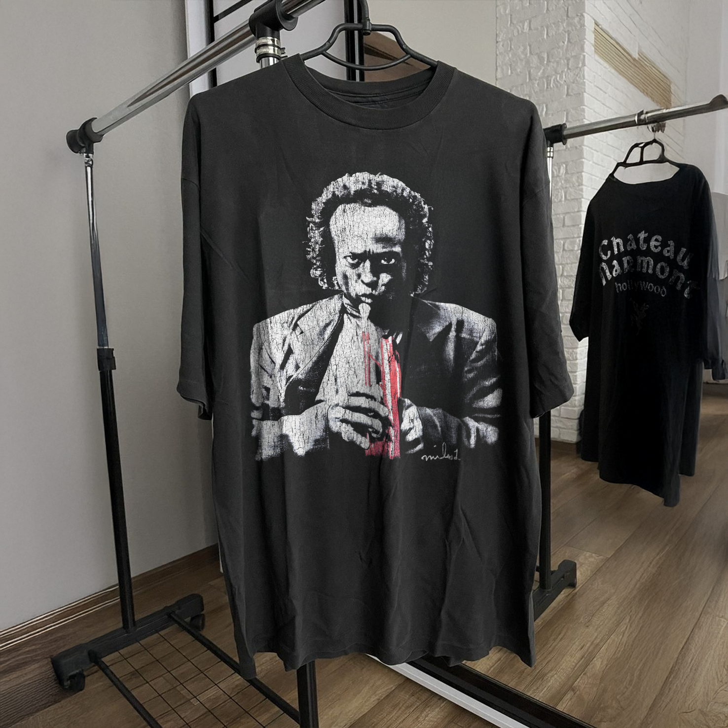 1992 MILES DAVIS 'RED SAX' RARE WASHED BLACK T-SHIRT