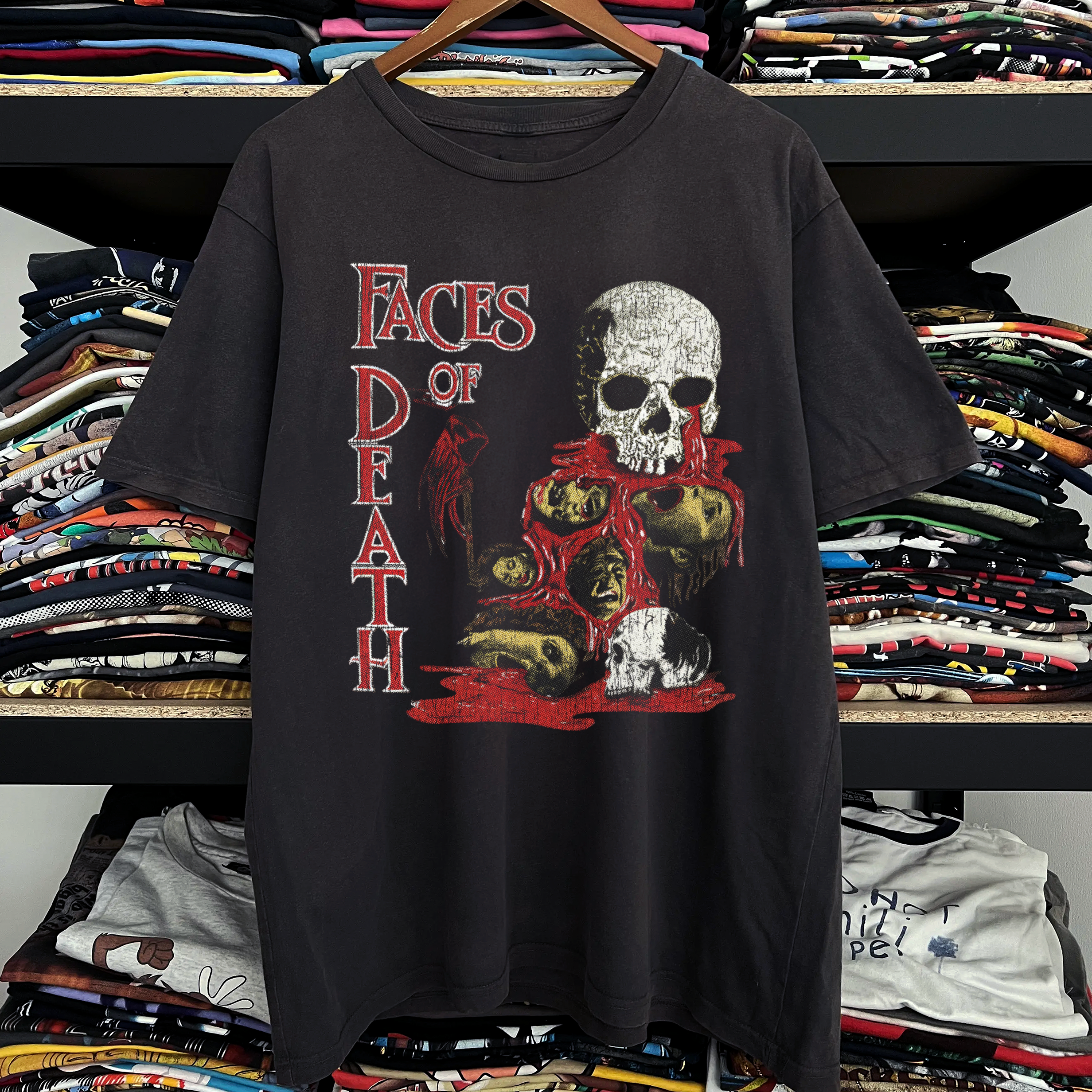 Ultra Rare Faces Of Death Promo Washed Black Tee