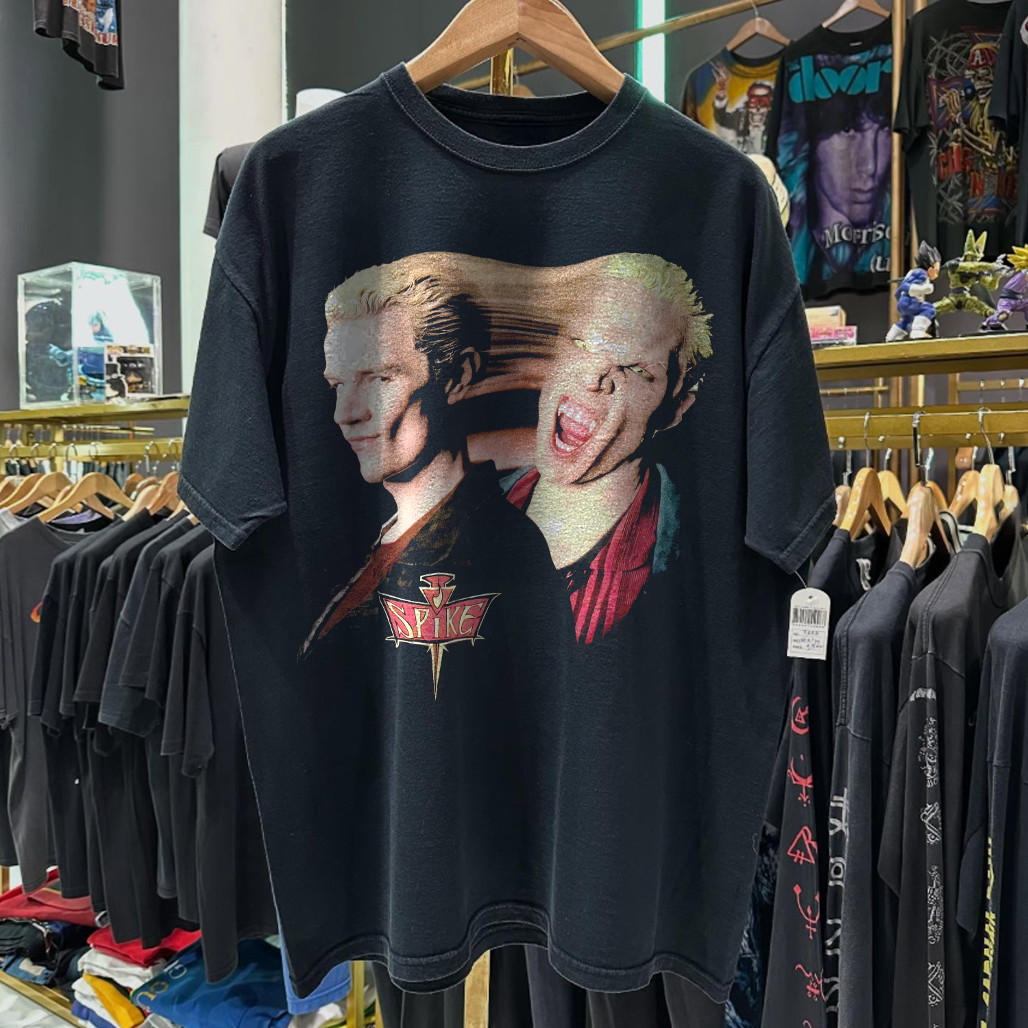90S SPIKE "BUFFY THE VAMPIRE SLAYER" RARE WASHED BLACK T-SHIRT