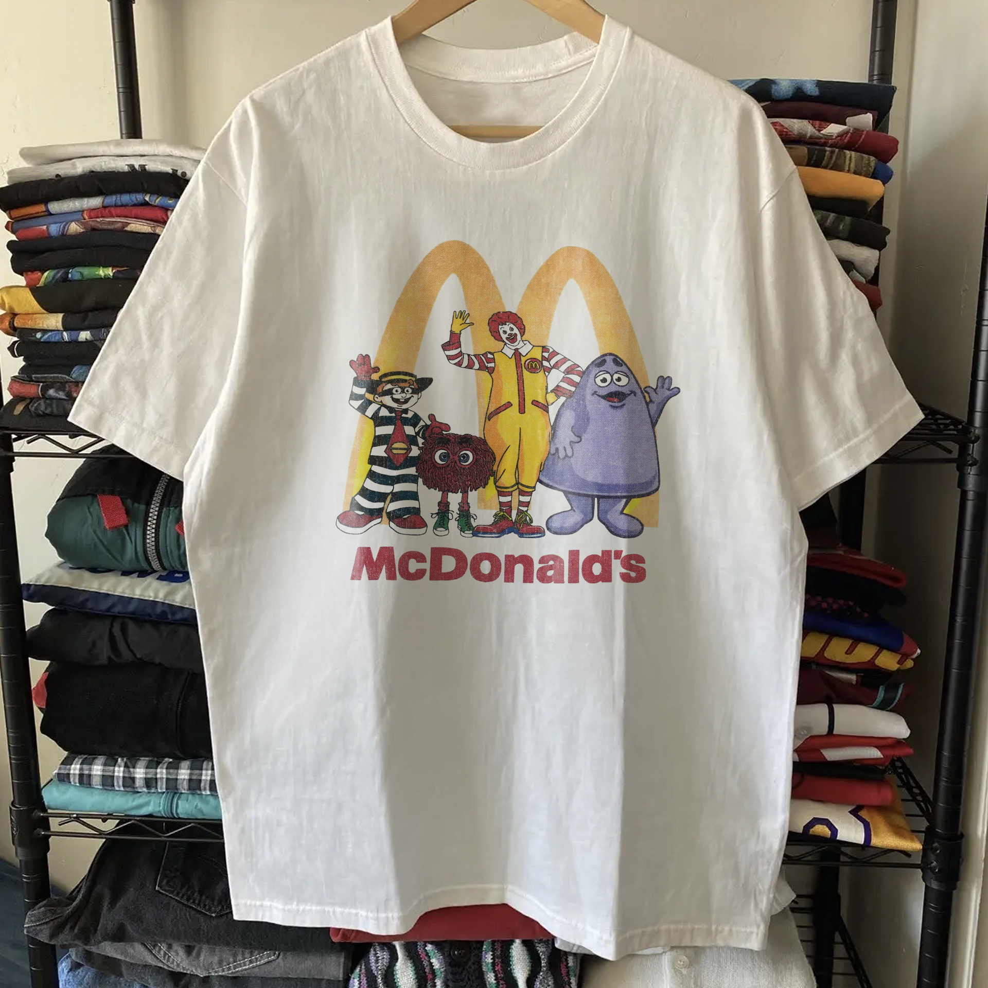 90s McDonalds Family Washed White Tee – Strike Anywhere Vintage