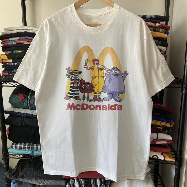 90s McDonalds Family Washed White Tee – Strike Anywhere Vintage