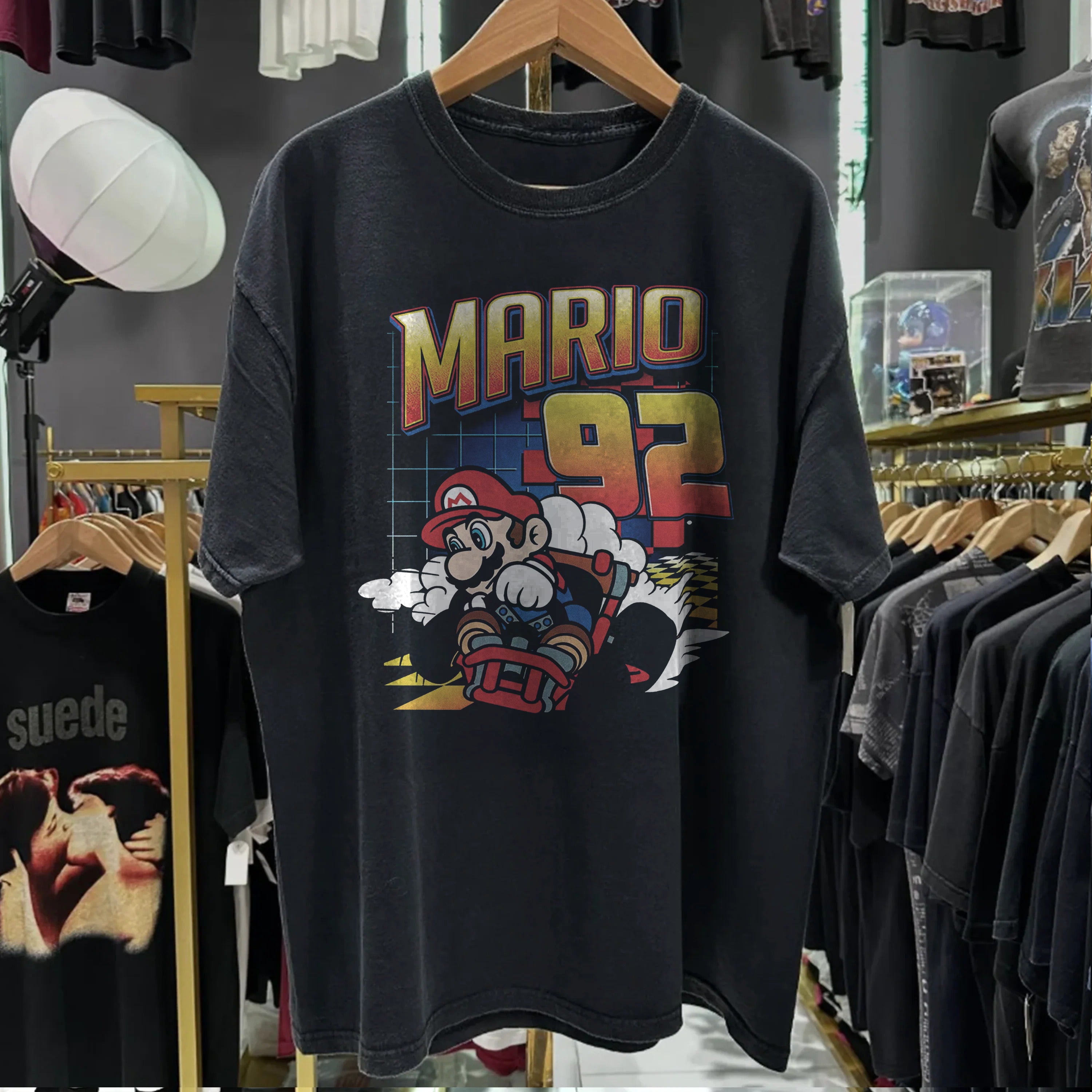 Boys Nintendo Mario Kart 92 Go Drift Washed Black T-Shirt