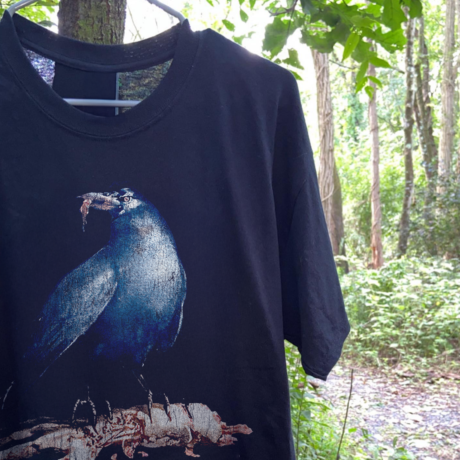 2005 RESIDENT EVIL CROW FLESH EATER RARE WASHED BLACK T-SHIRT