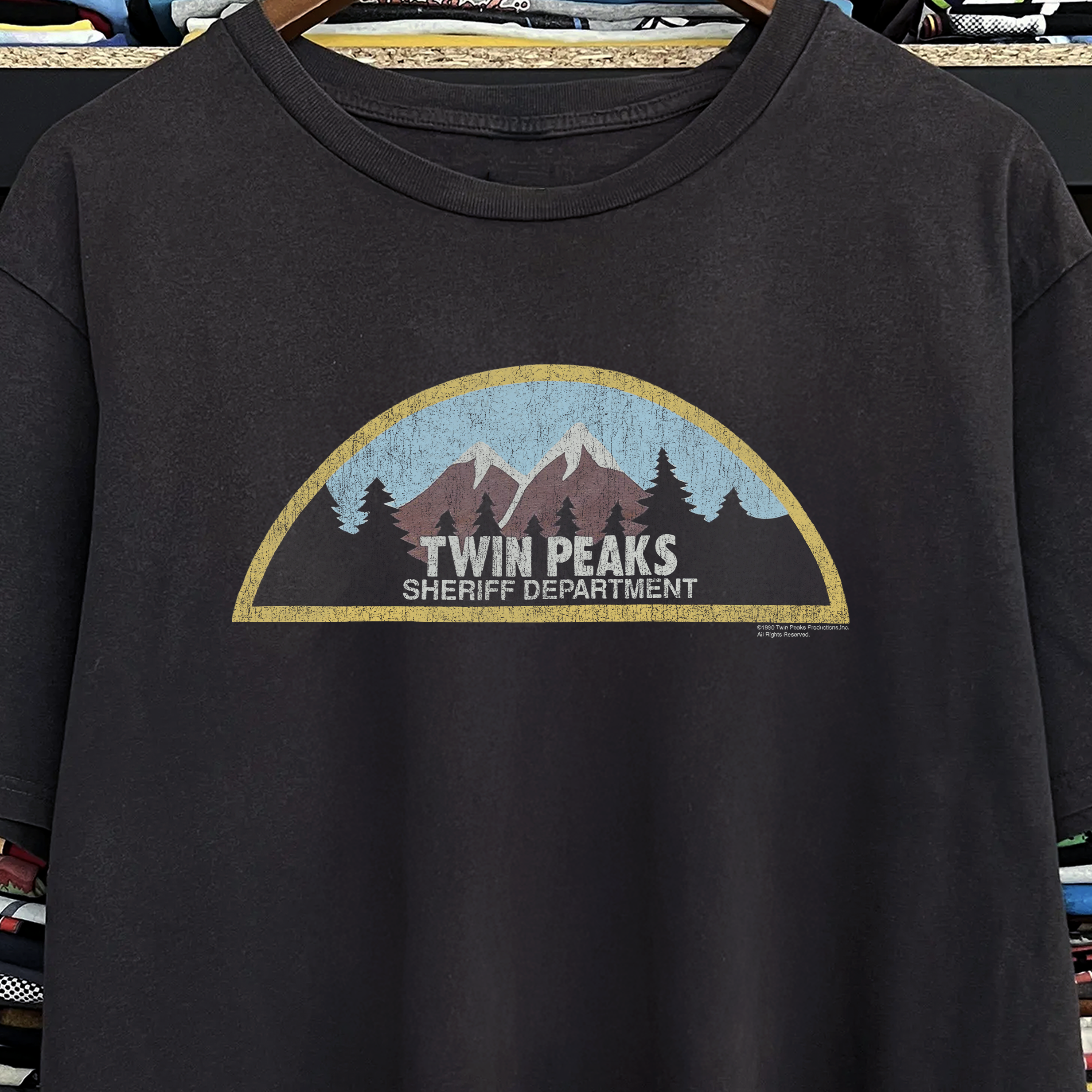 90s Twin Peaks Sheriff Department Washed Black Tee