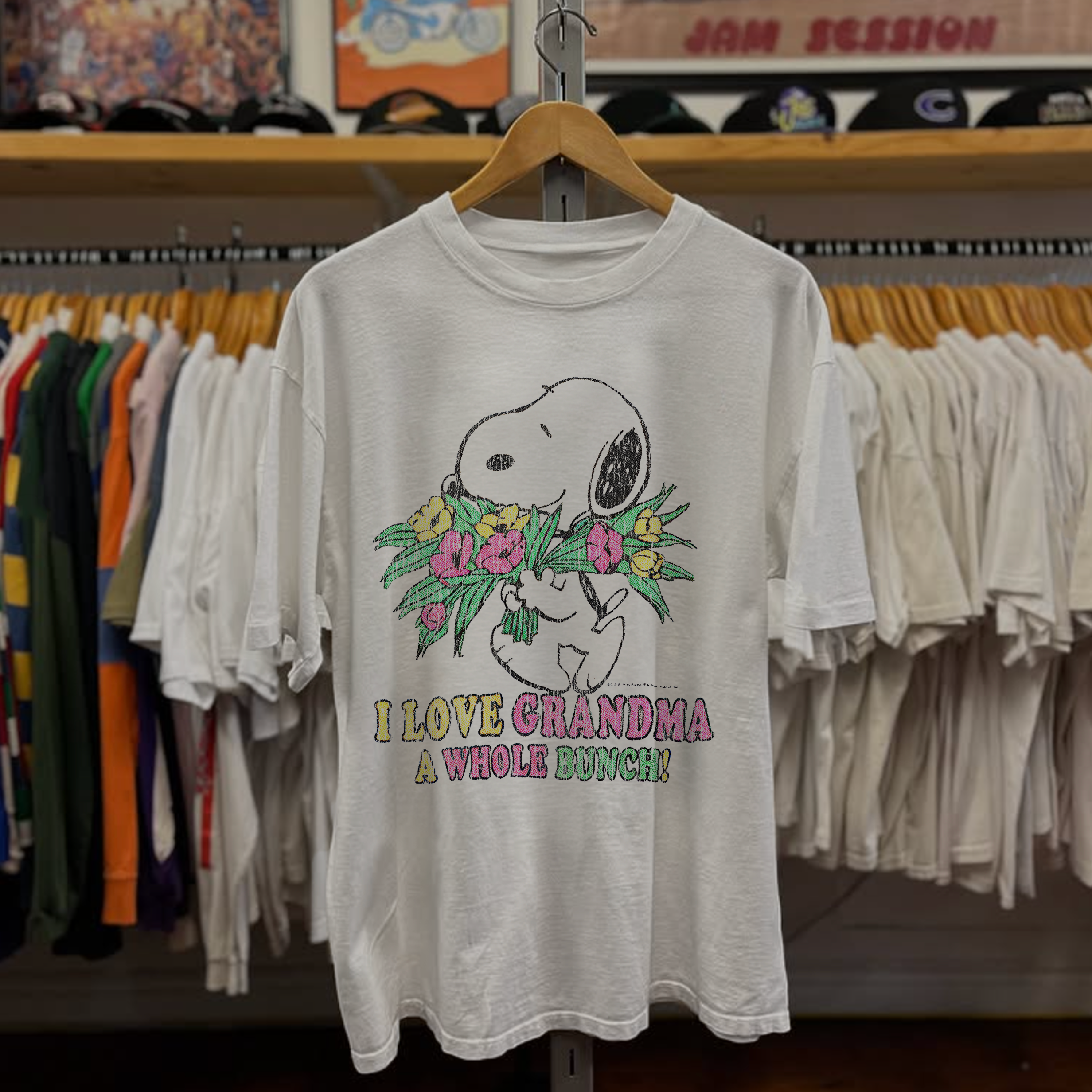 Snoopy I Love Grandma Washed White Tee