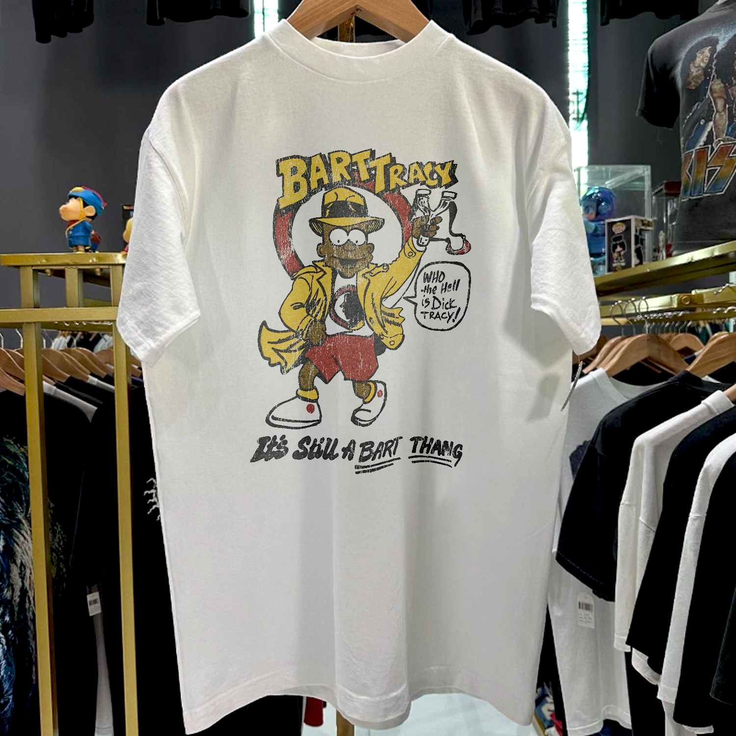 90s BOOTLEG BART TRACY  RARE WASHED WHITE T-SHIRT