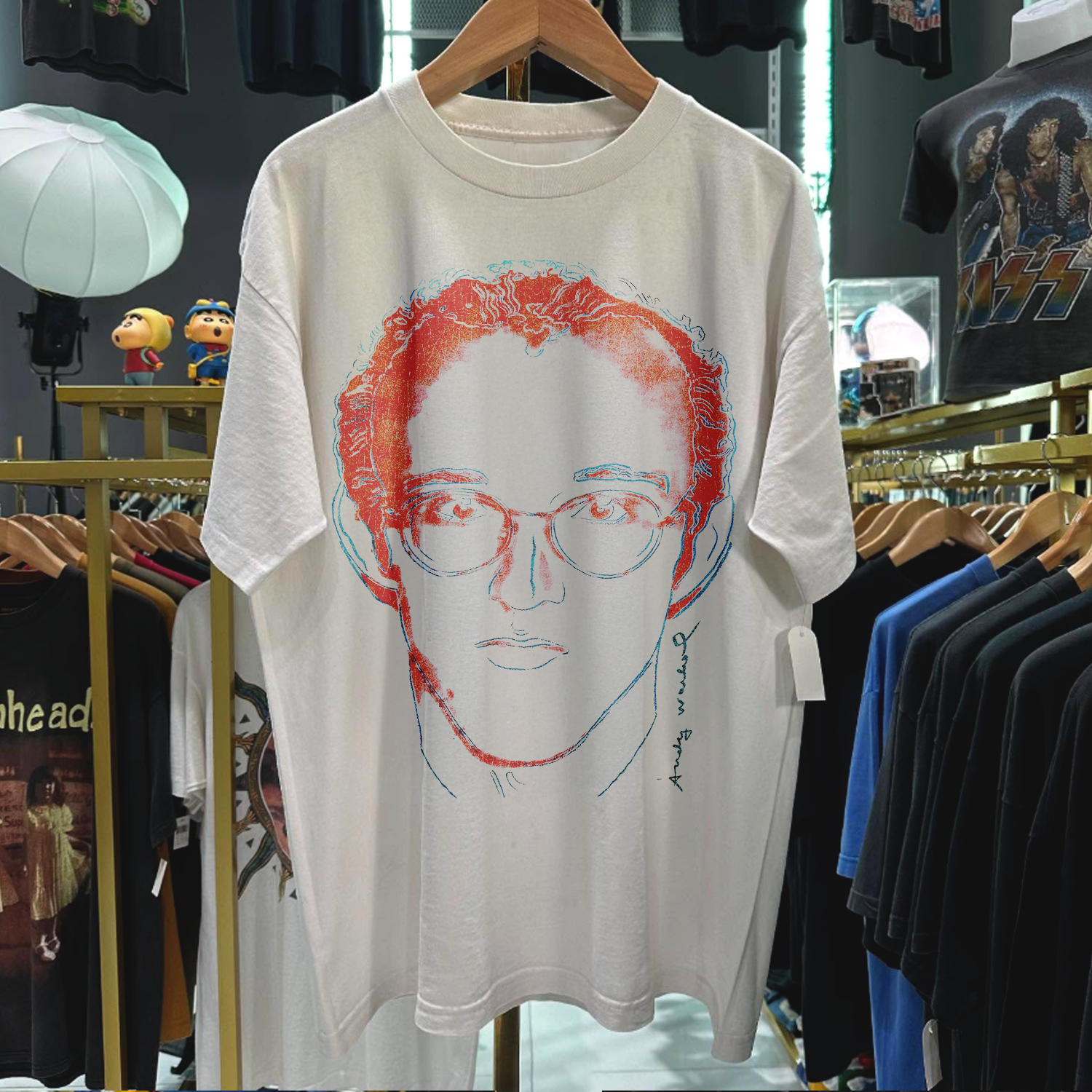 WARHOL X HARING RARE WASHED WHITE T-SHIRT