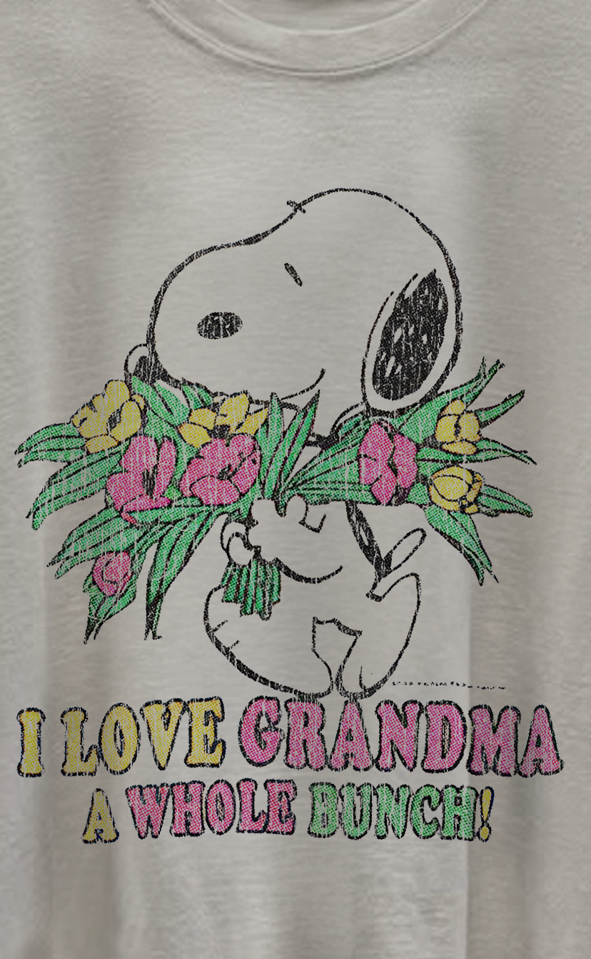 Snoopy I Love Grandma Washed White Tee