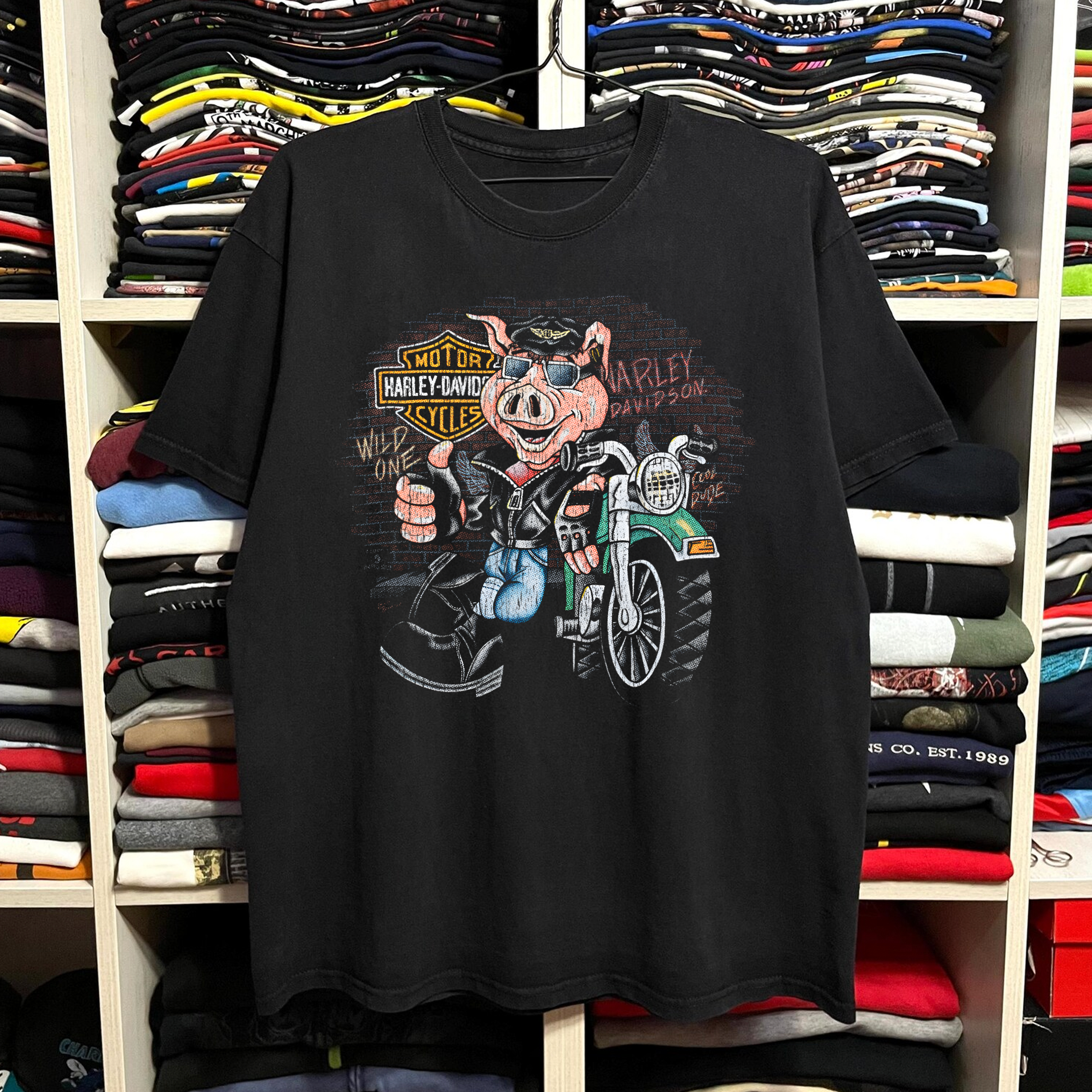 HD Wild One Washed Black Tee