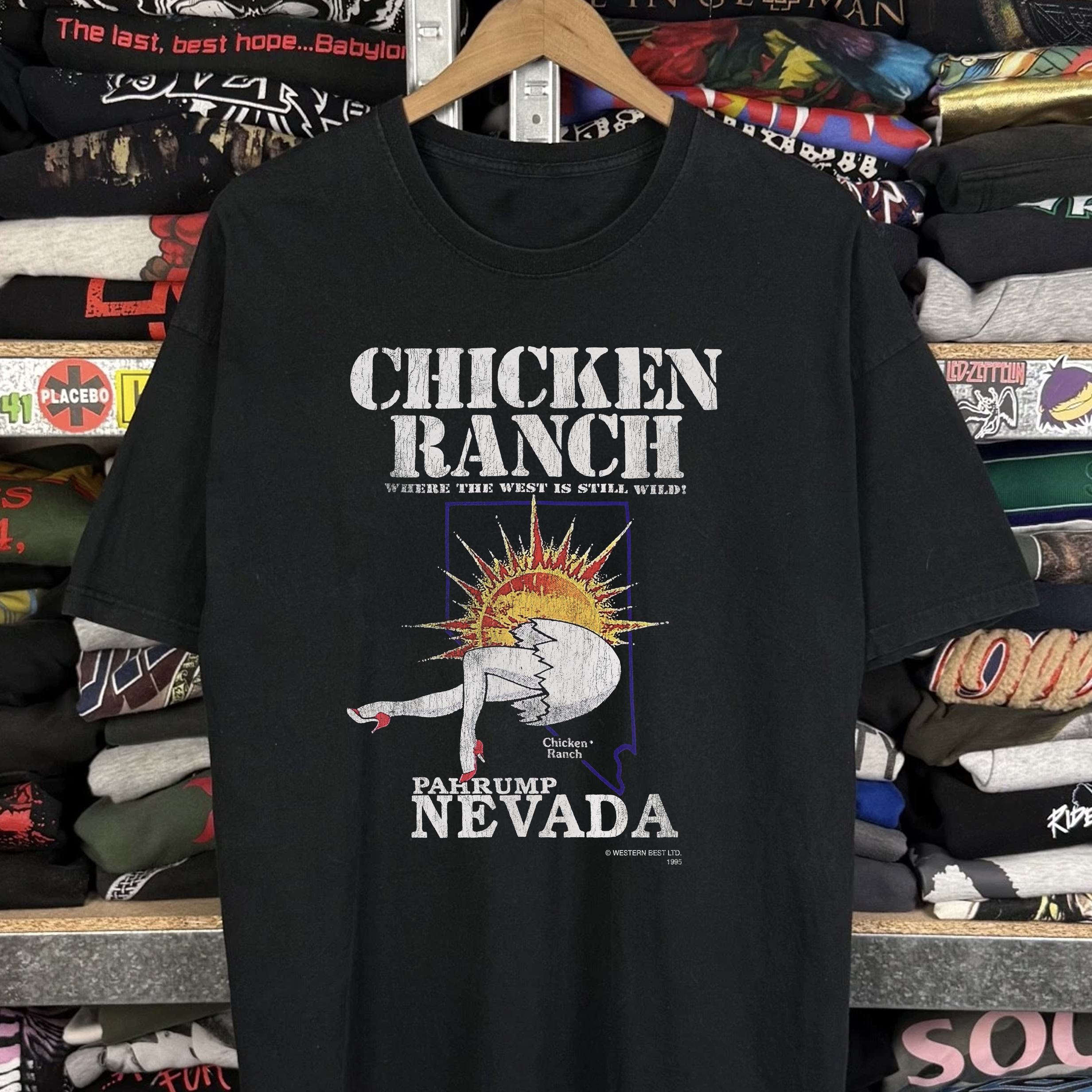 1995 Chicken Ranch Pahrump Nevada Washed Black Tee
