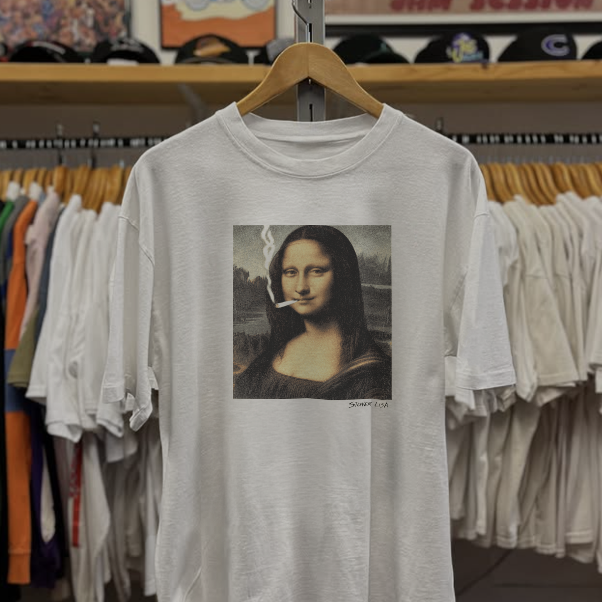 Rare Stoner Lisa Parody Washed White Tee