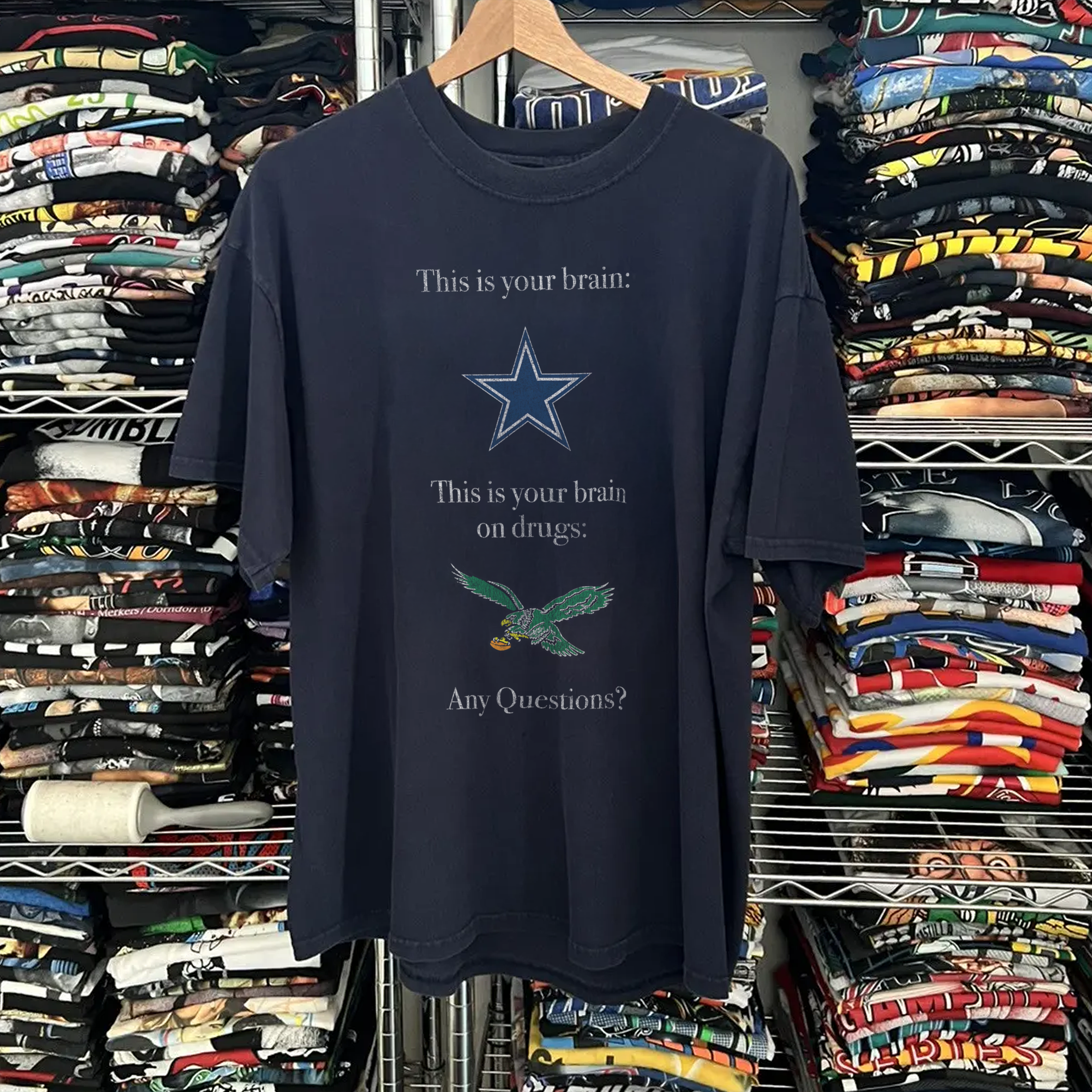 90s Dallas This is Your Brain Washed Navy Tee