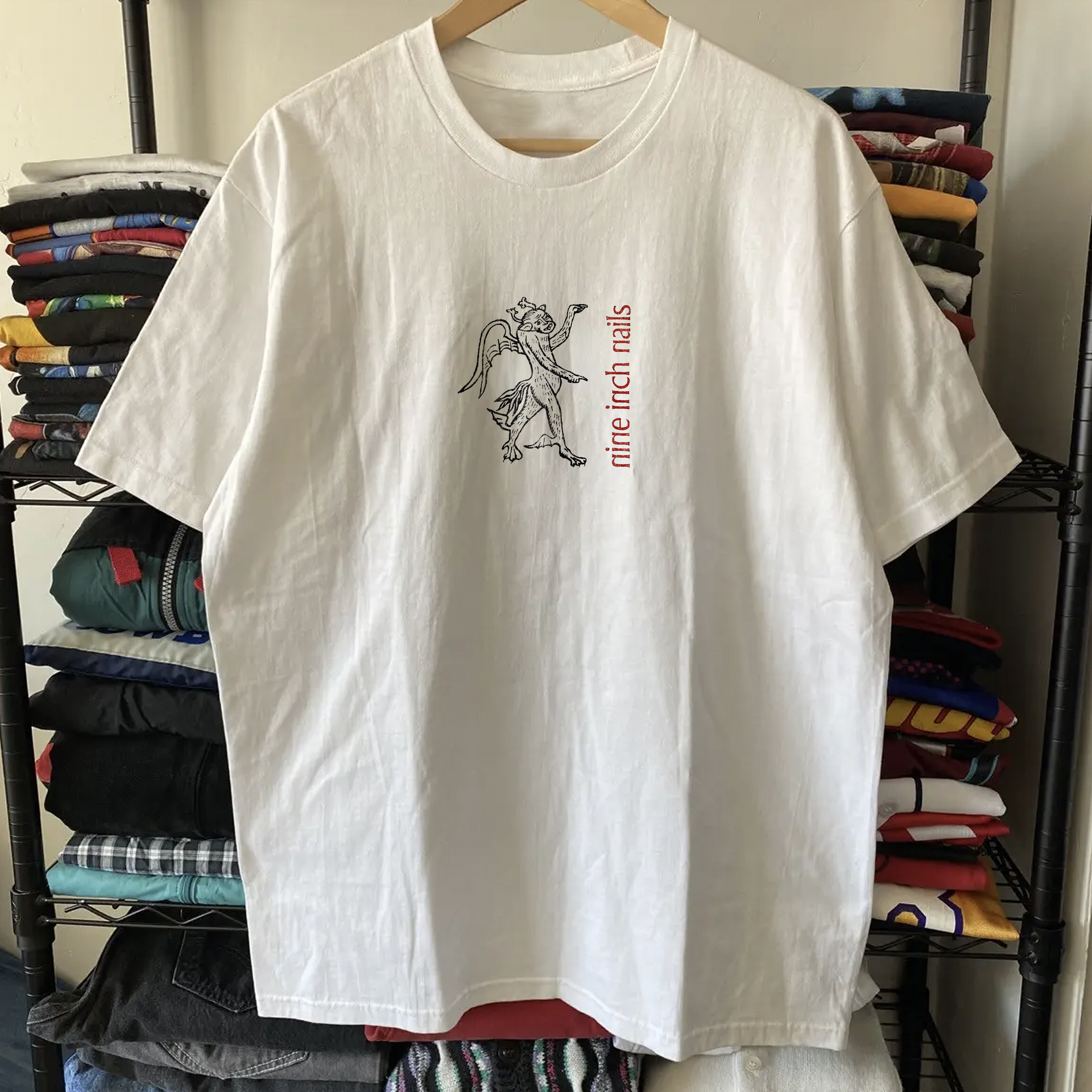 1995 Nine Inch Nails Devil Washed White Tee – Strike Anywhere Vintage