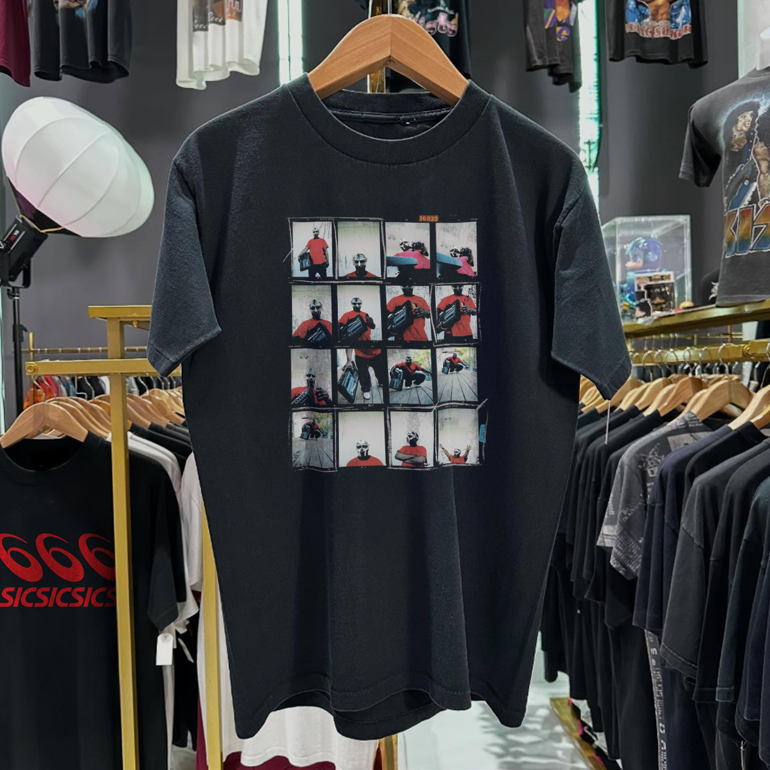 RARE D00M CONTACT SHEET WASHED BLACK TEE